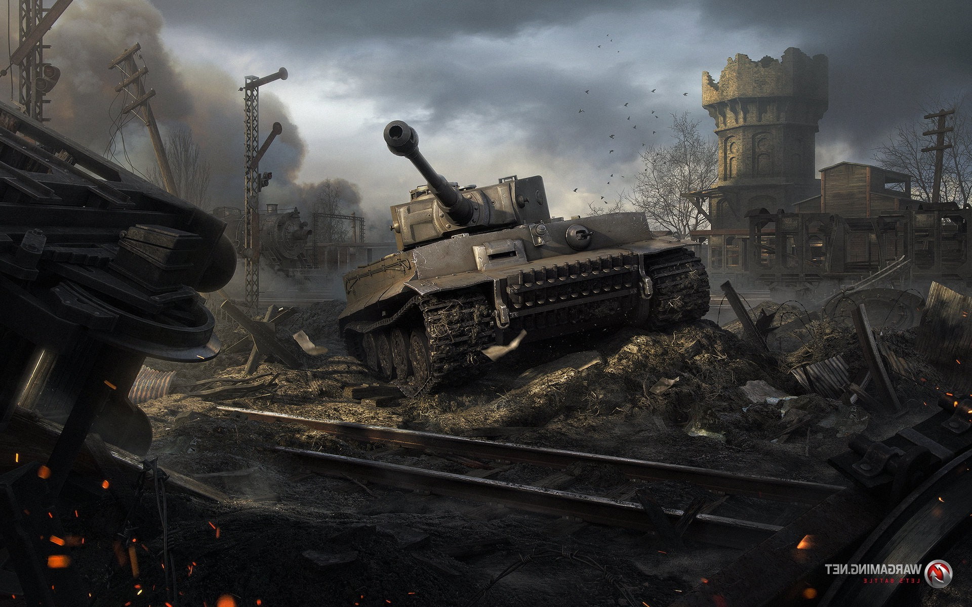 industry, Tiger I, war, rail transportation, built structure, mode of transportation, pollution, World War II, sky, construction industry, land vehicle, HD Wallpaper