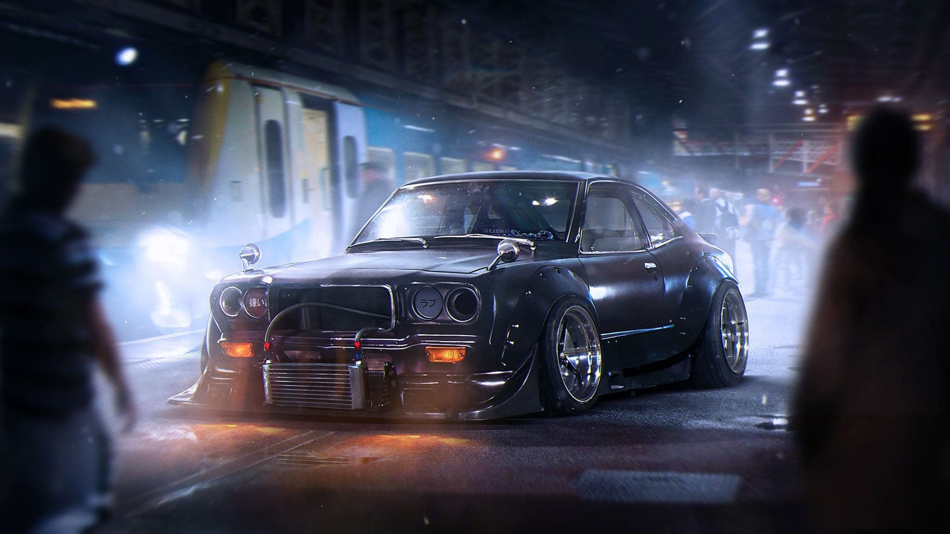 Black, Night, 1080P, Mazda, City, rx, Car, HD Wallpaper