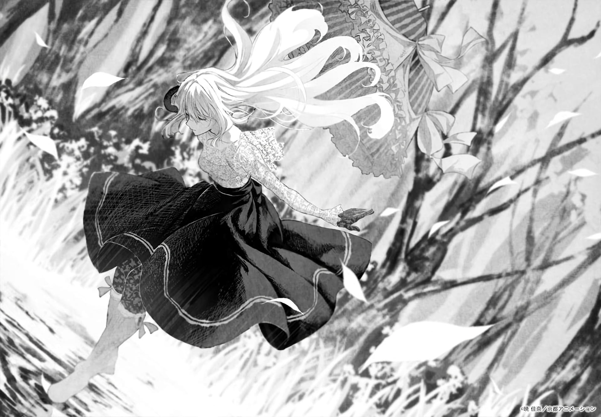 outdoors, casual clothing, one person, day, growth, sunlight, leisure activity, close-up, branch, plant part, pattern, Violet Evergarden (Character), real people, HD Wallpaper
