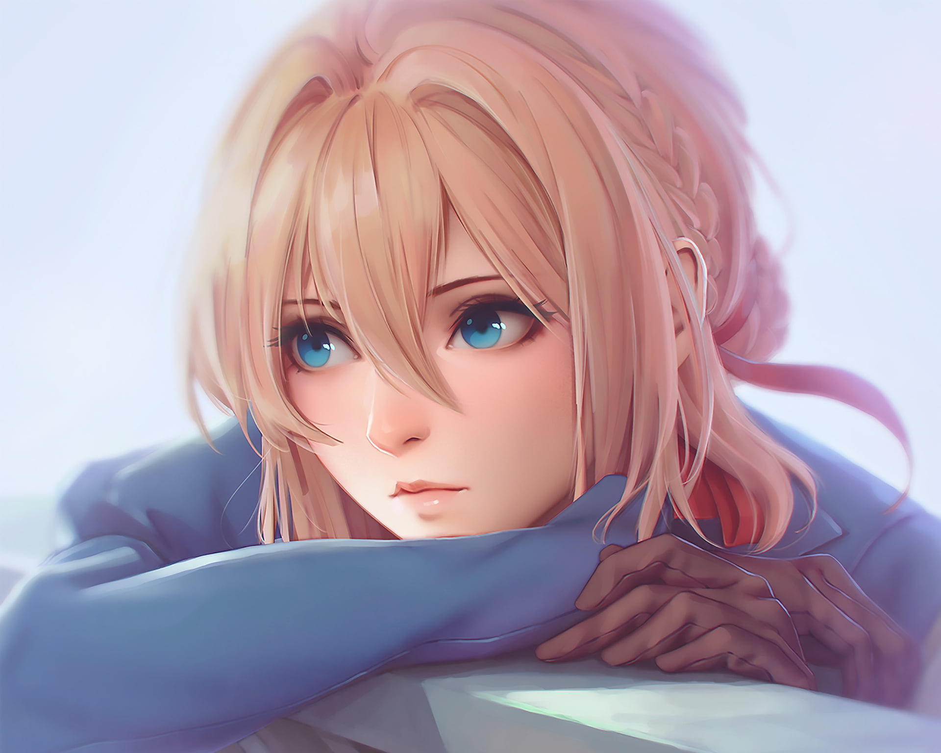 Blue Eyes, Violet Evergarden, Face, Anime, Blonde, Girl, 1080P, Violet Evergarden (Character), HD Wallpaper