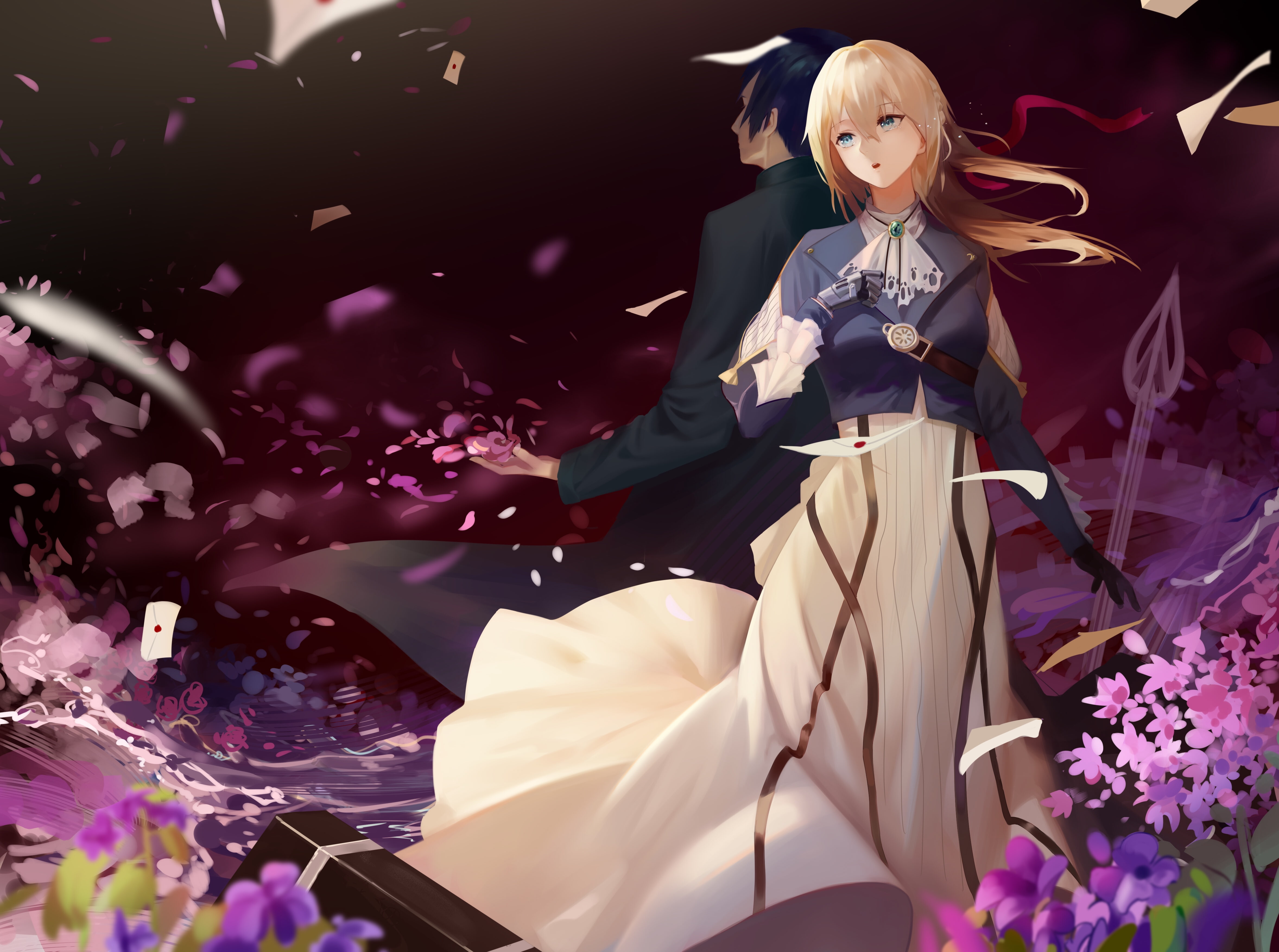 Gilbert Bougainvillea, Violet Evergarden (Character), Violet Evergarden, Anime, Petal, 4K, HD Wallpaper