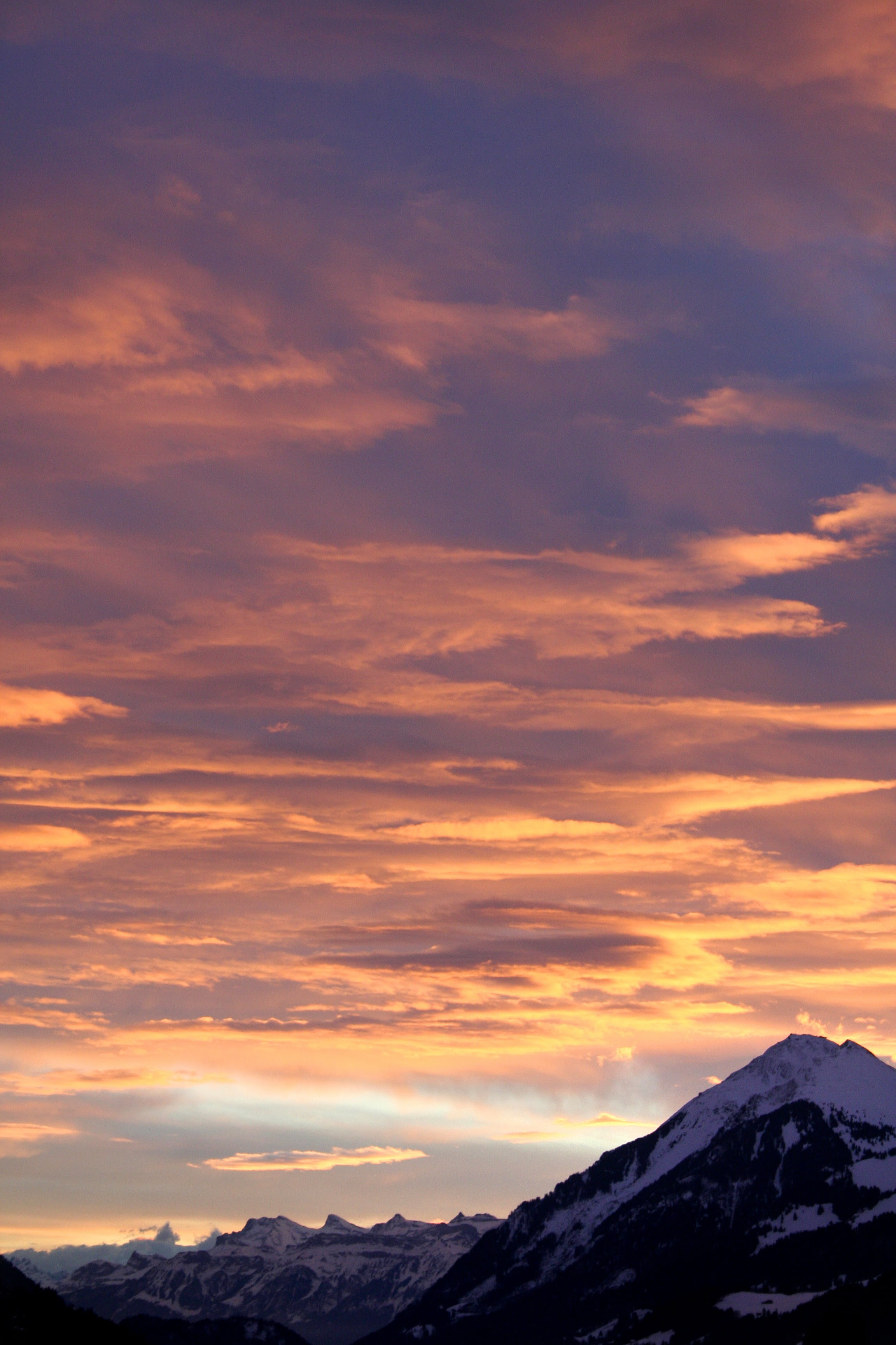 beautiful, bernese oberland, snowcapped mountain, afterglow, sky, beauty In Nature, landscape, nature, environment, orange, abendstimmung, cold temperature, Phone HD Wallpaper