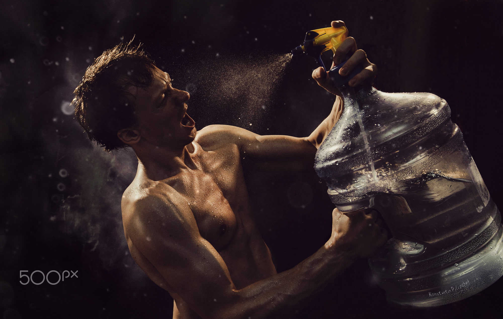 black background, men, young men, weight training, exercising, strength, young adult, weight, athlete, 500px, vitality, 1080P, aggression, water drops, HD Wallpaper