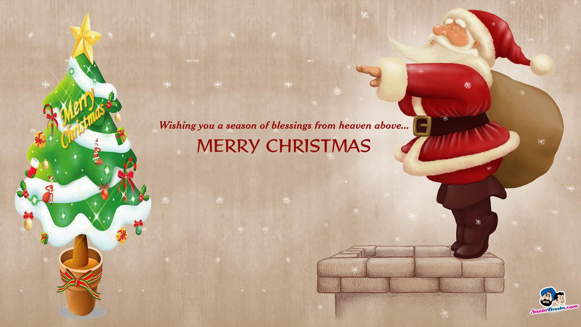 amit, tree, 3d and abstract, 1080P, santa, omdave, chistmas, matu, hrdave, HD Wallpaper