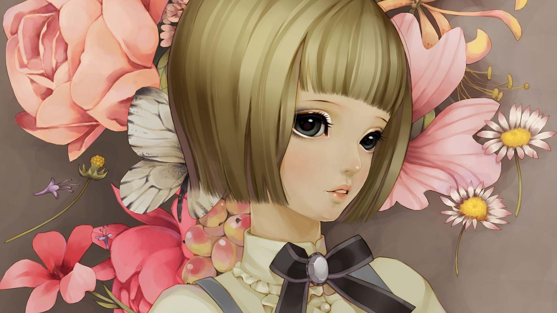 matu, 3d and abstract, 1080P, anime, omdave, amit, girl, hrdave, flower, HD Wallpaper