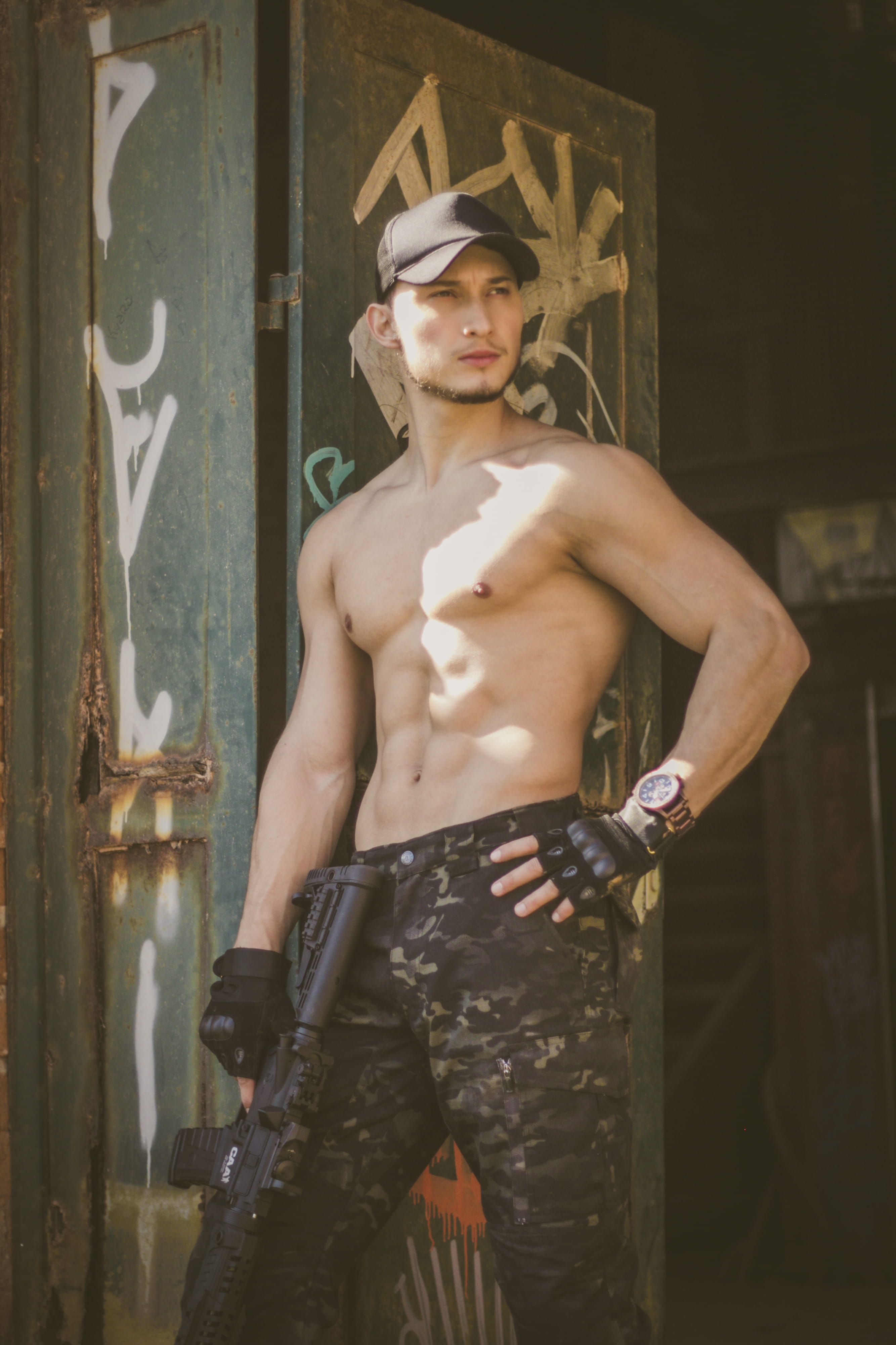 looking at camera, front view, young adult, human body part, clothing, shirtless, architecture, muscles, three quarter length, real people, muscular, 4K, Phone HD Wallpaper