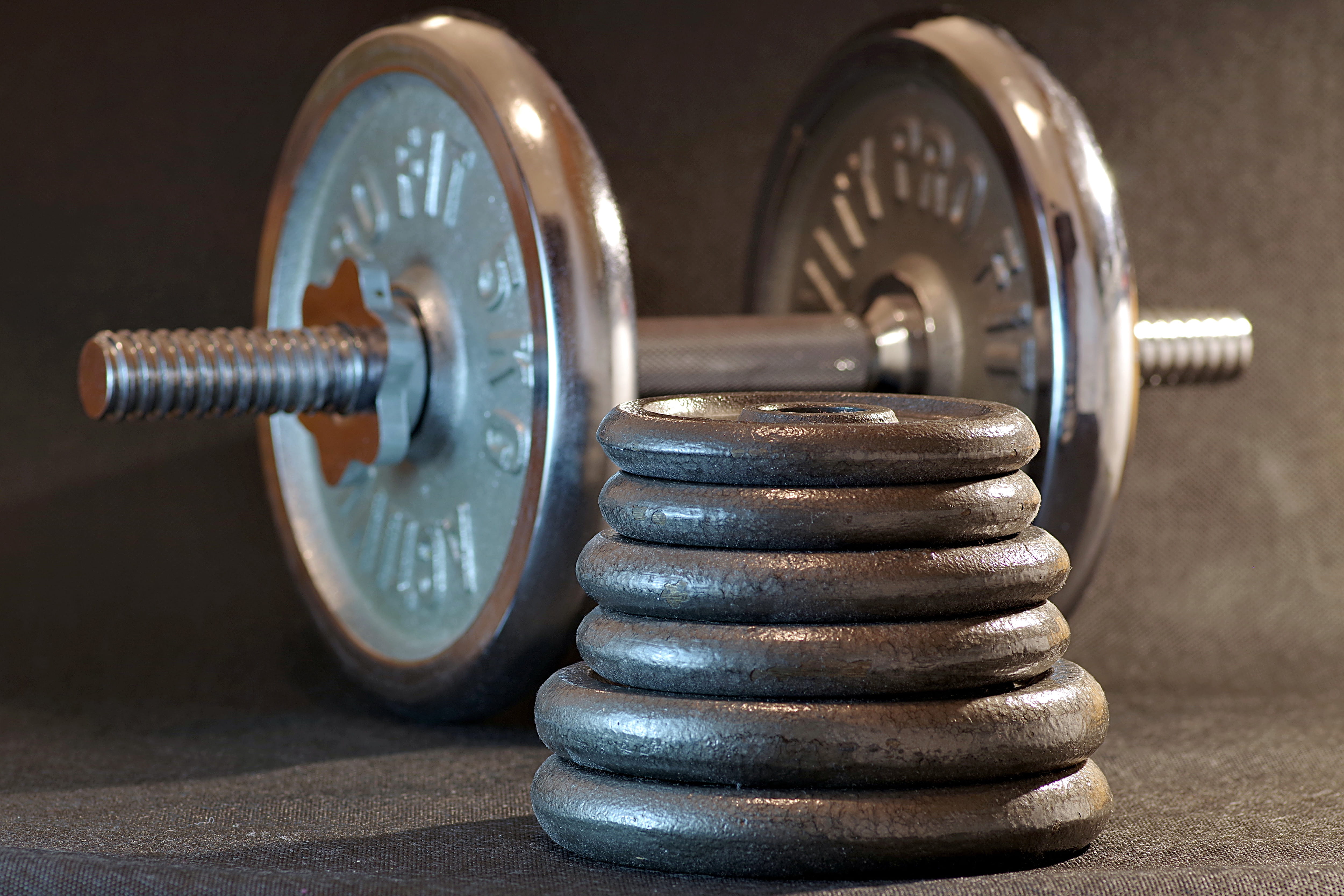 dumbbell, various, metal, muscular build, silver colored, equipment, close-up, barbell, gym, exercising, sports training, indoors, sport, focus on foreground, HD Wallpaper
