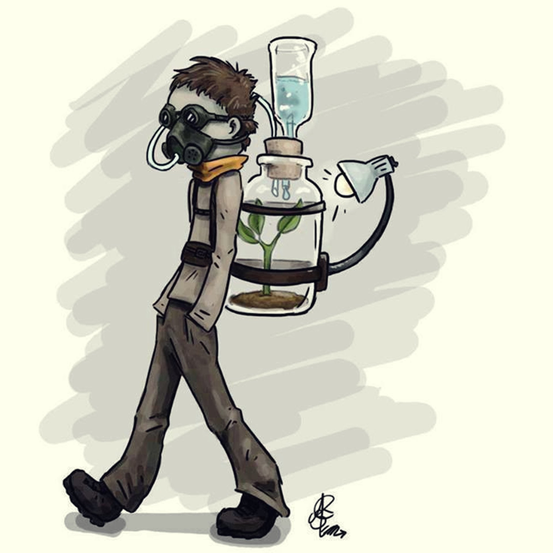 art, Transpiration, Co2, astronaut, boy, drawing, plants, 1080P, fantasy, water, Phone HD Wallpaper