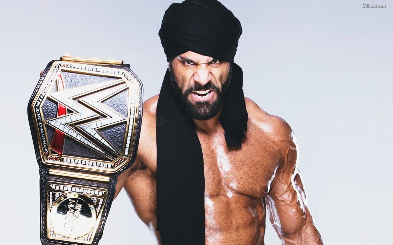 front view, 720P, masculinity, Jinder Mahal , holding, males, WWE, looking at camera, one person, lifestyles, young men, adult, shirtless, portrait, clothing, HD Wallpaper