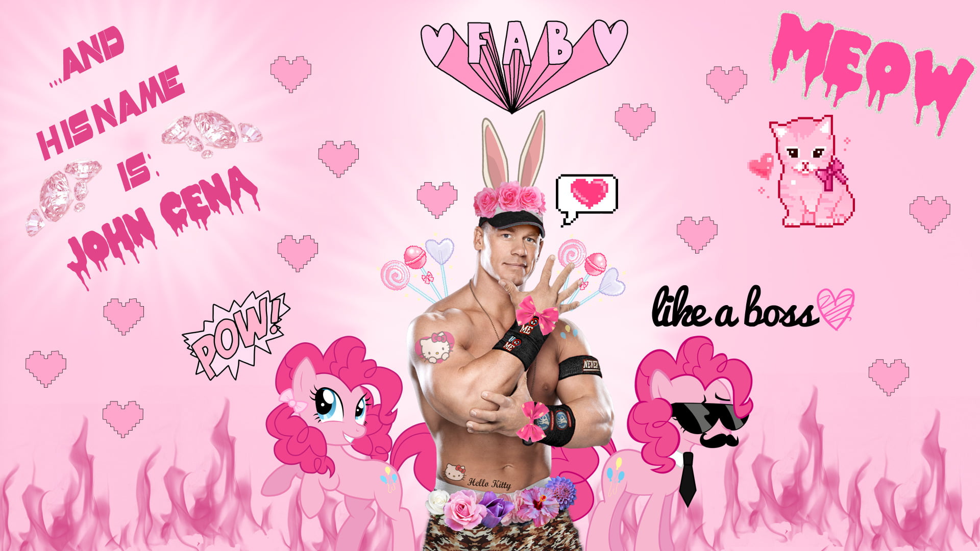 valentines day - holiday, couple - relationship, two people, front view, positive emotion, happiness, people, John Cena, smiling, romance, pink color, pink background, HD Wallpaper