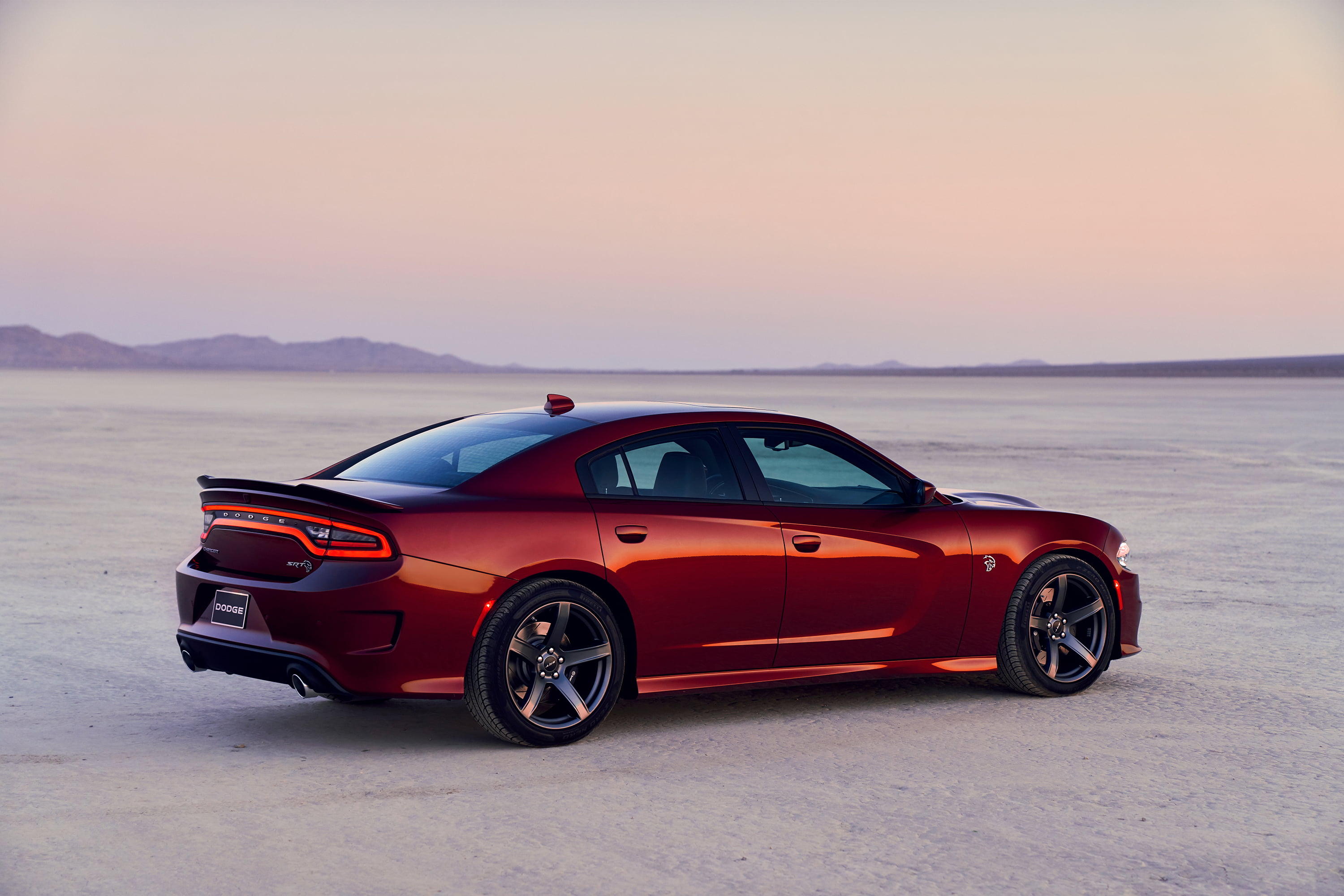 no people, convertible, motor vehicle, non-urban scene, road trip, 2019, sunset, scenics - nature, srt, mode of transportation, charger, nature, hellcat, HD Wallpaper