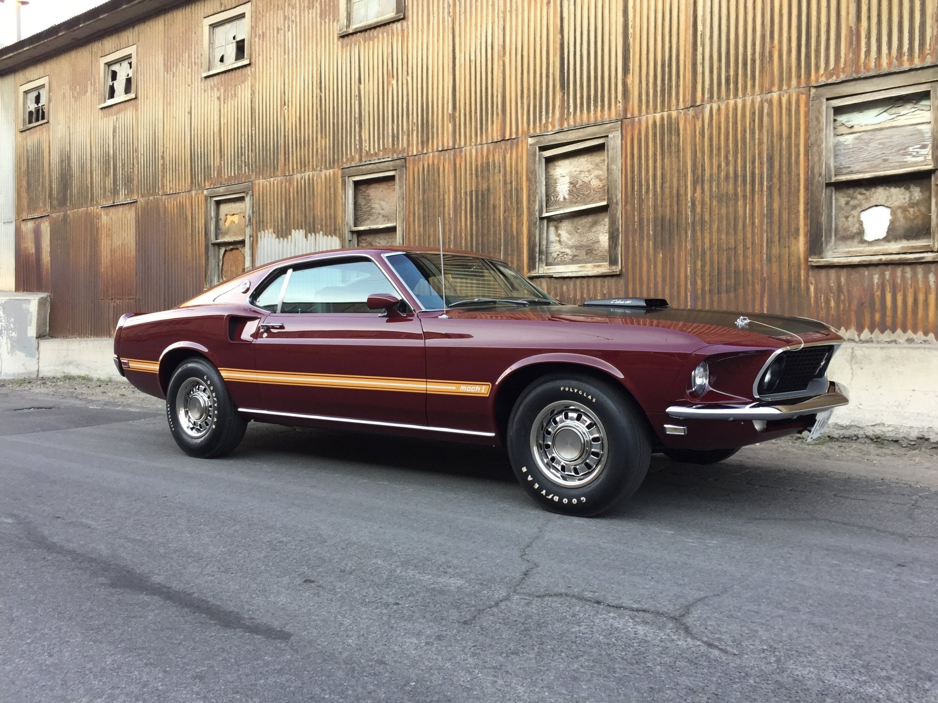 Ford Mustang Mach 1, Muscle Car, Fastback, Red Car, 1080P, Ford, Car, HD Wallpaper