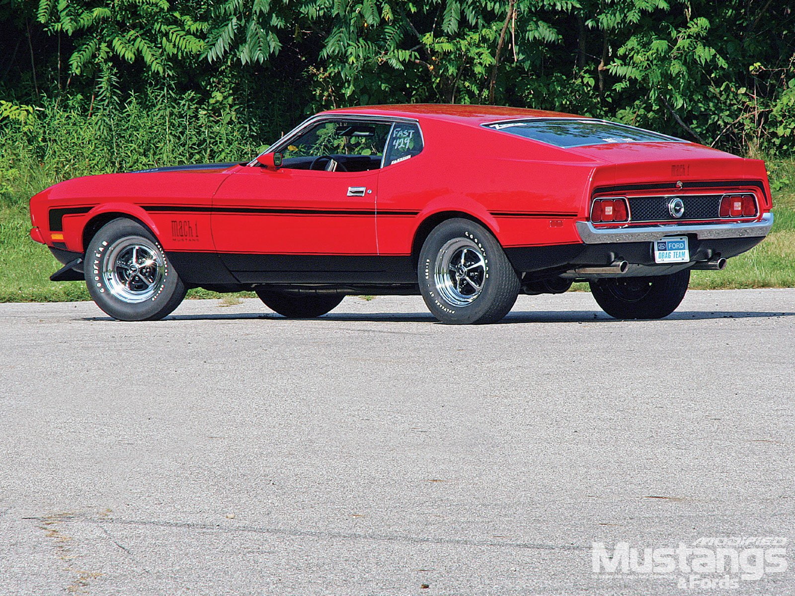 Red Car, Fastback, Ford, Muscle Car, 720P, Ford Mustang Mach 1, HD Wallpaper