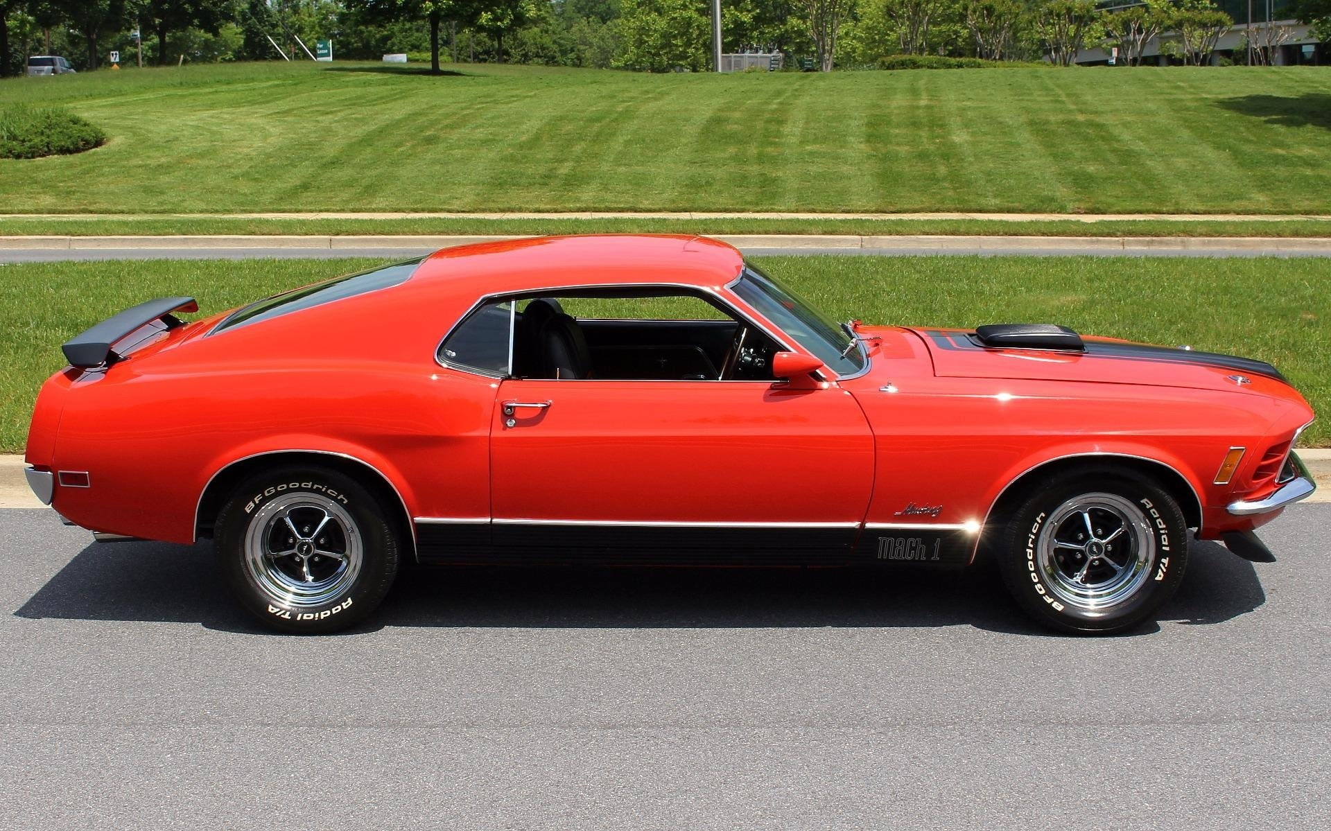 Muscle Car, Fastback, Ford Mustang Mach 1, 1080P, Car, Red Car, Ford, HD Wallpaper