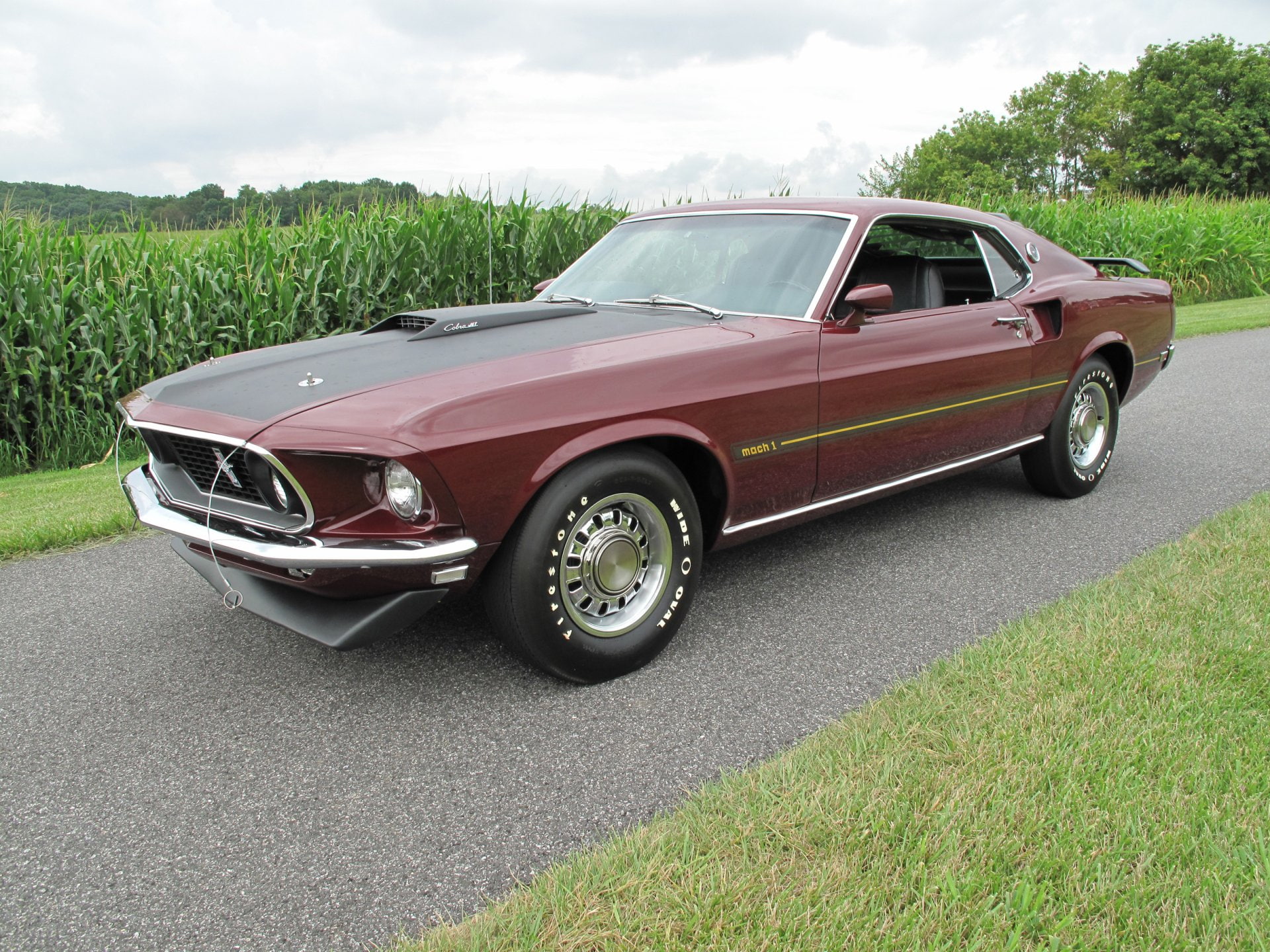 Ford Mustang Mach 1, Red Car, Muscle Car, Fastback, 1080P, Ford, Car, HD Wallpaper