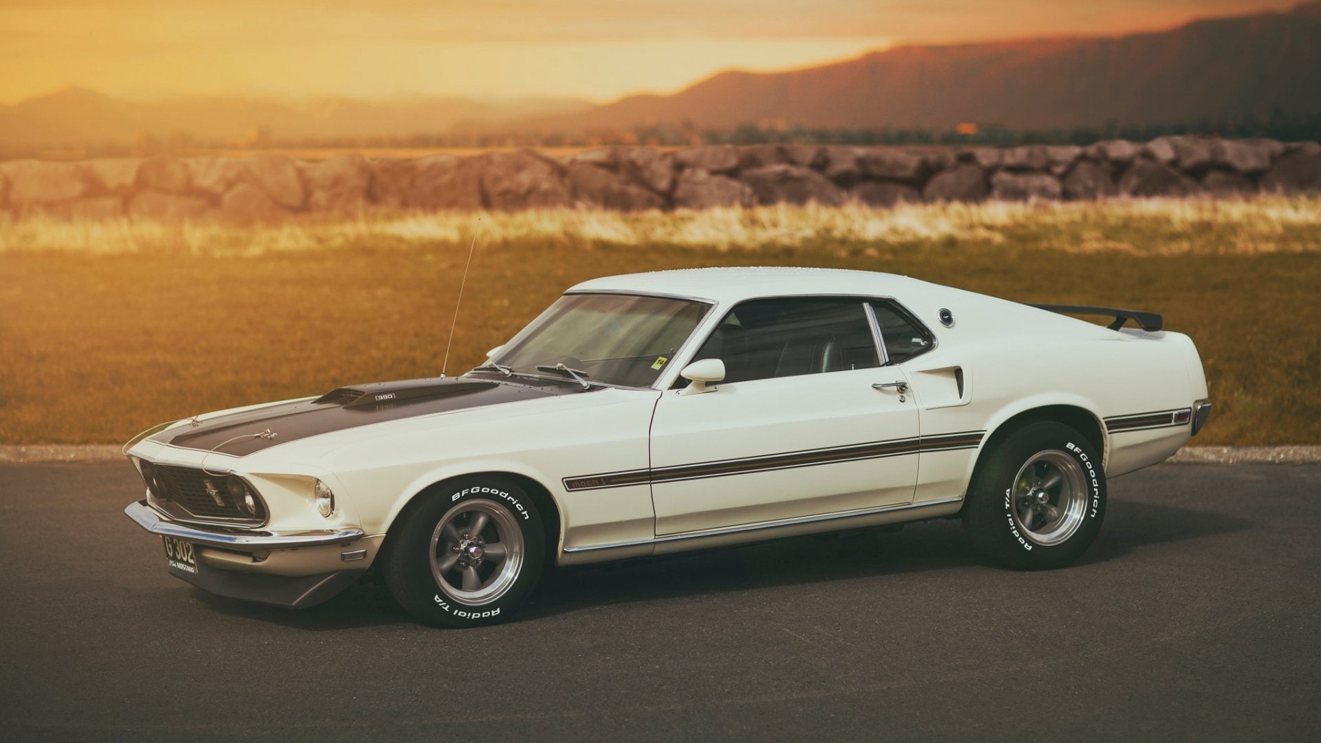 Muscle Car, Car, Ford, Fastback, 1080P, White Car, Ford Mustang Mach 1, HD Wallpaper