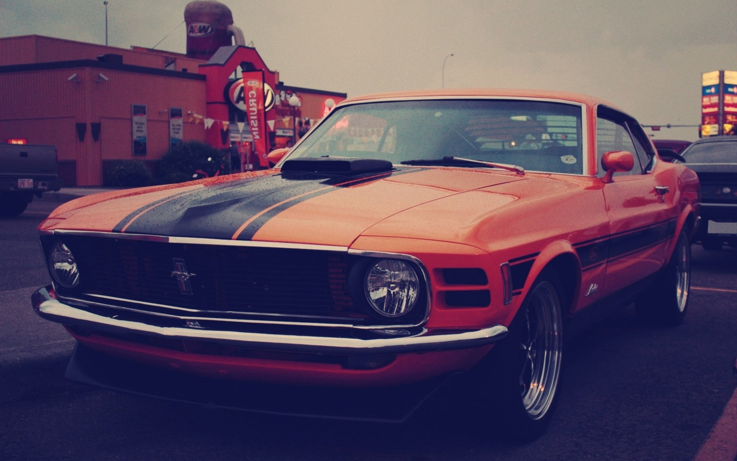 transportation, mode of transportation, vintage Car, collectors Car, ford, obsolete, bumper, orange, car, headlight, architecture, sports Car, 2K, no People, HD Wallpaper
