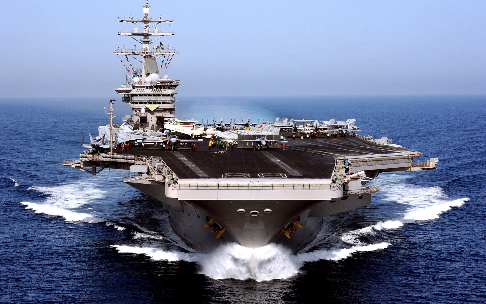 business, industry, aggression, water, motion, no people, Aircraft Carrier, navy, high angle view, on the move, horizon over water, freight transportation, HD Wallpaper