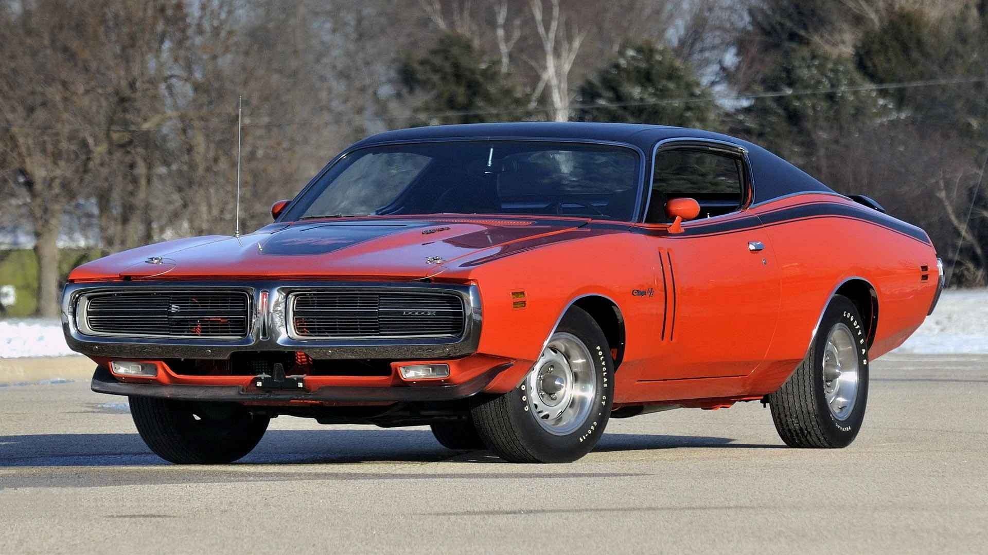 vintage car, metal, Dodge Charger, no people, road, travel, mode of transportation, nature, city, red cars, land vehicle, day, transportation, headlight, HD Wallpaper