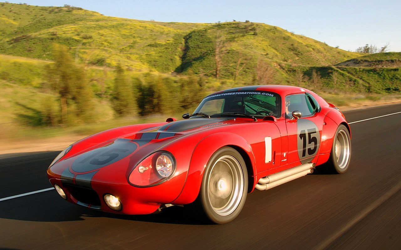 convertible, transportation, land vehicle, red cars, nature, driving, motor vehicle, AC Cobra, vehicle, day, land, 720P, sports car, motion, red, blurred motion, HD Wallpaper