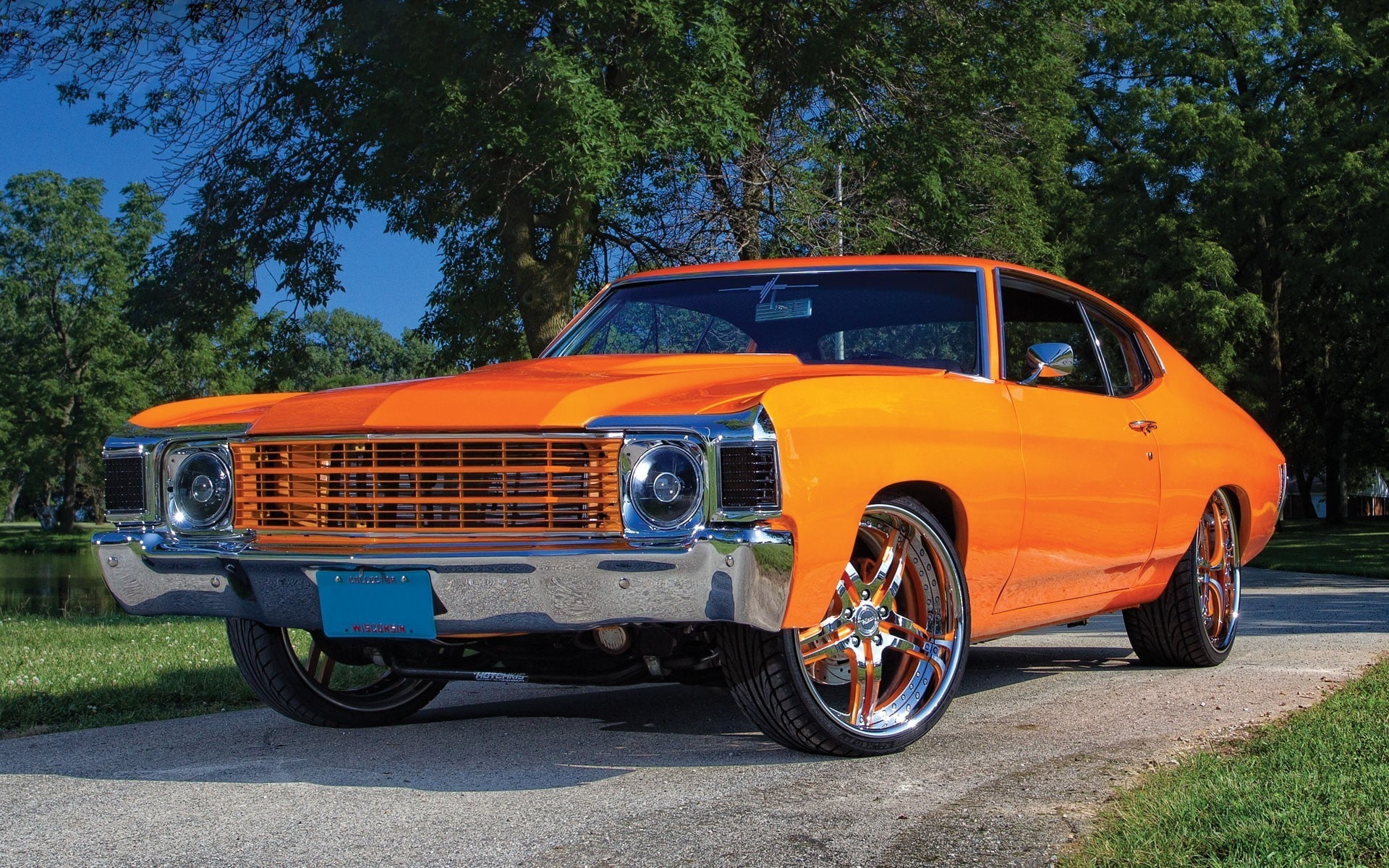 1080P, chevrolet, chevelle, chevy chevelle, orange, HD Wallpaper