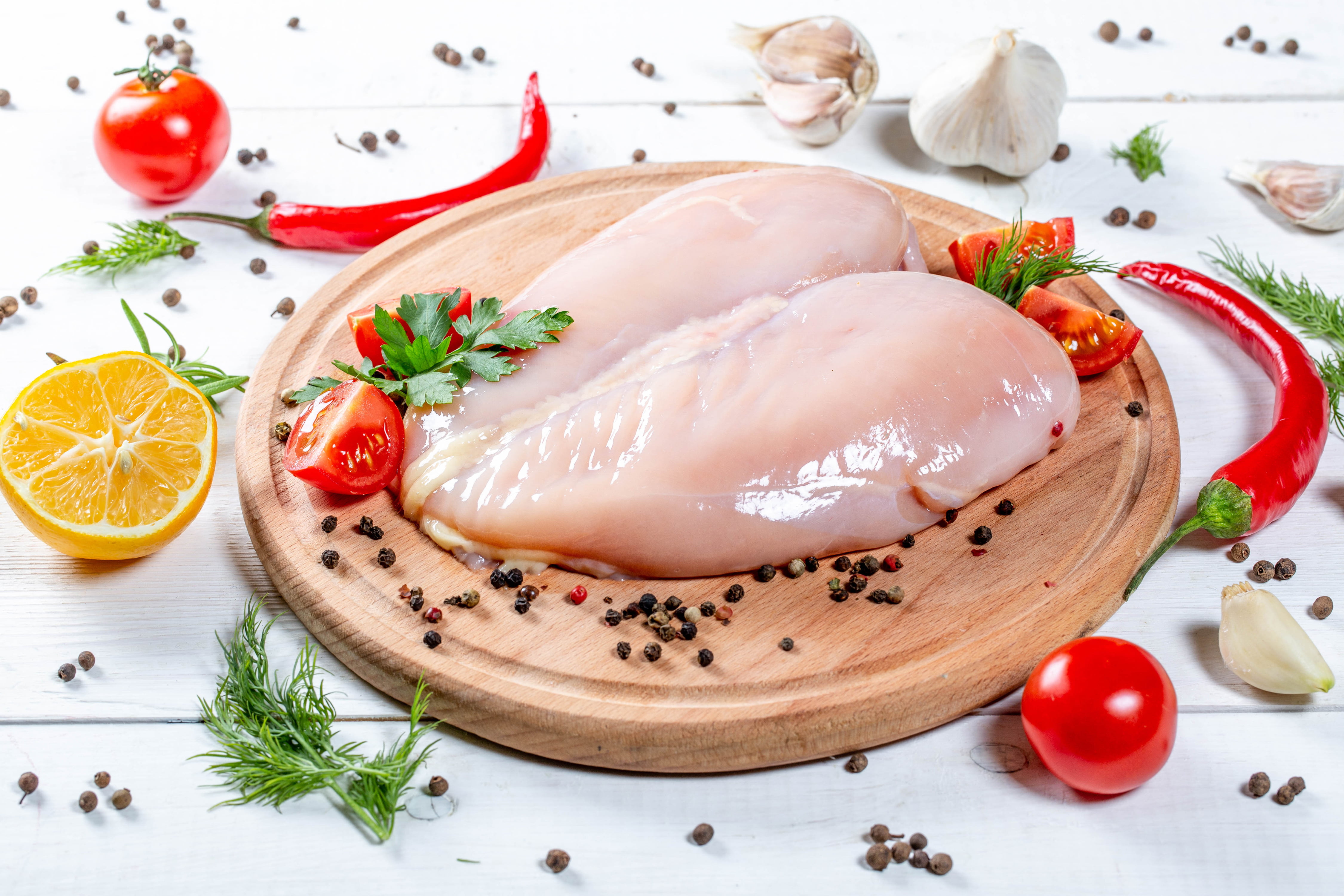 4K, Tomato, Meat, Chicken, Pepper, Still Life, Food, HD Wallpaper