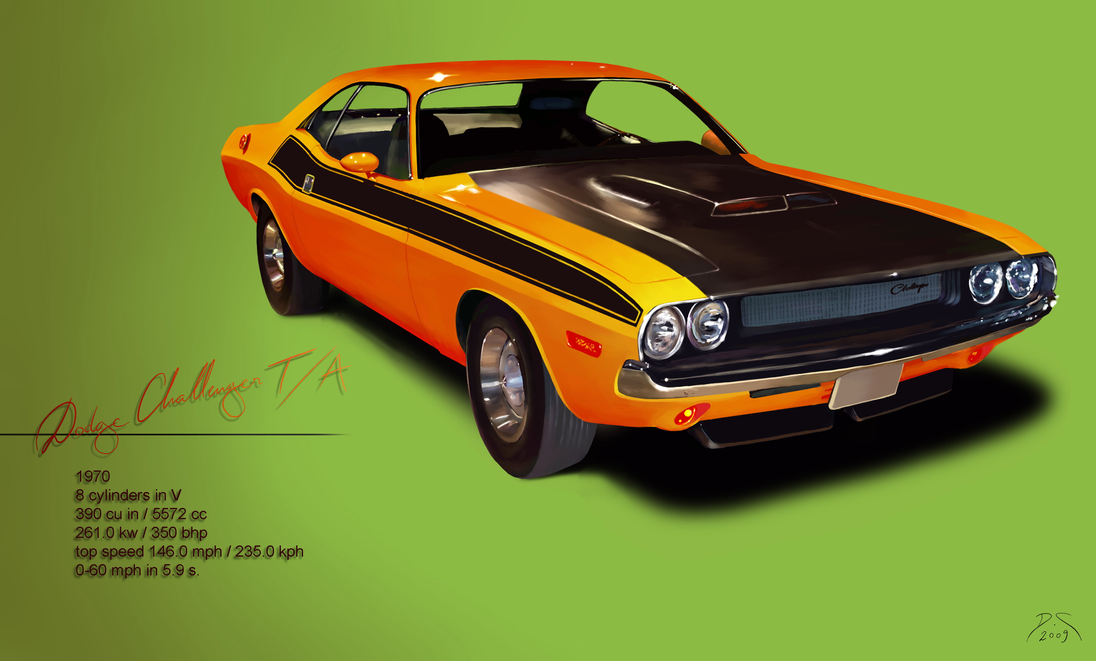 power, text, retro styled, muscle, studio shot, colored background, green color, mode of transportation, transportation, black, 1970, travel, small, car, HD Wallpaper