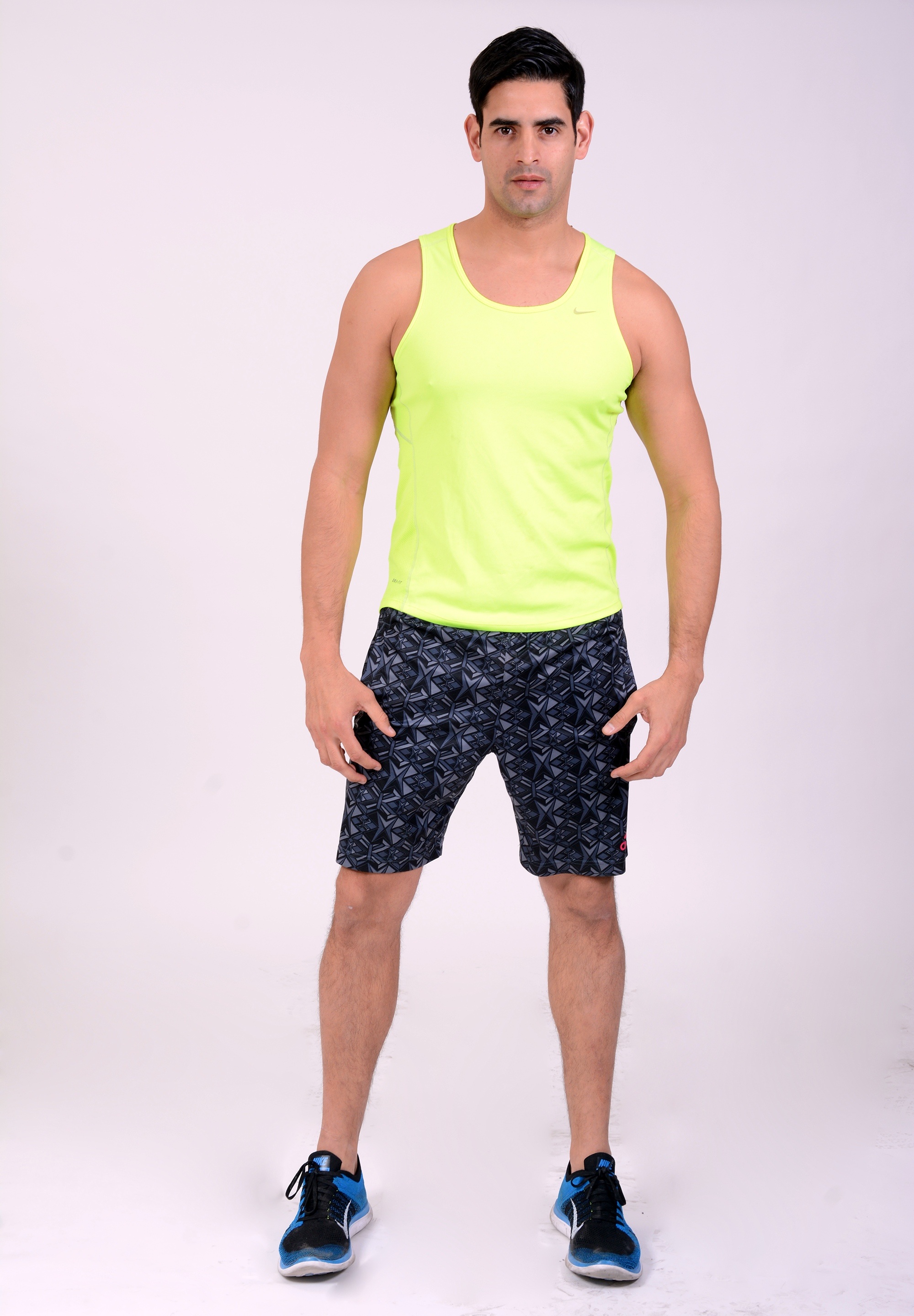 sport, casual clothing, tank, white background, 2K, costume, shorts, black, front view, tank top, athlete, lifestyles, people, sports Clothing, one Man Only, Phone HD Wallpaper
