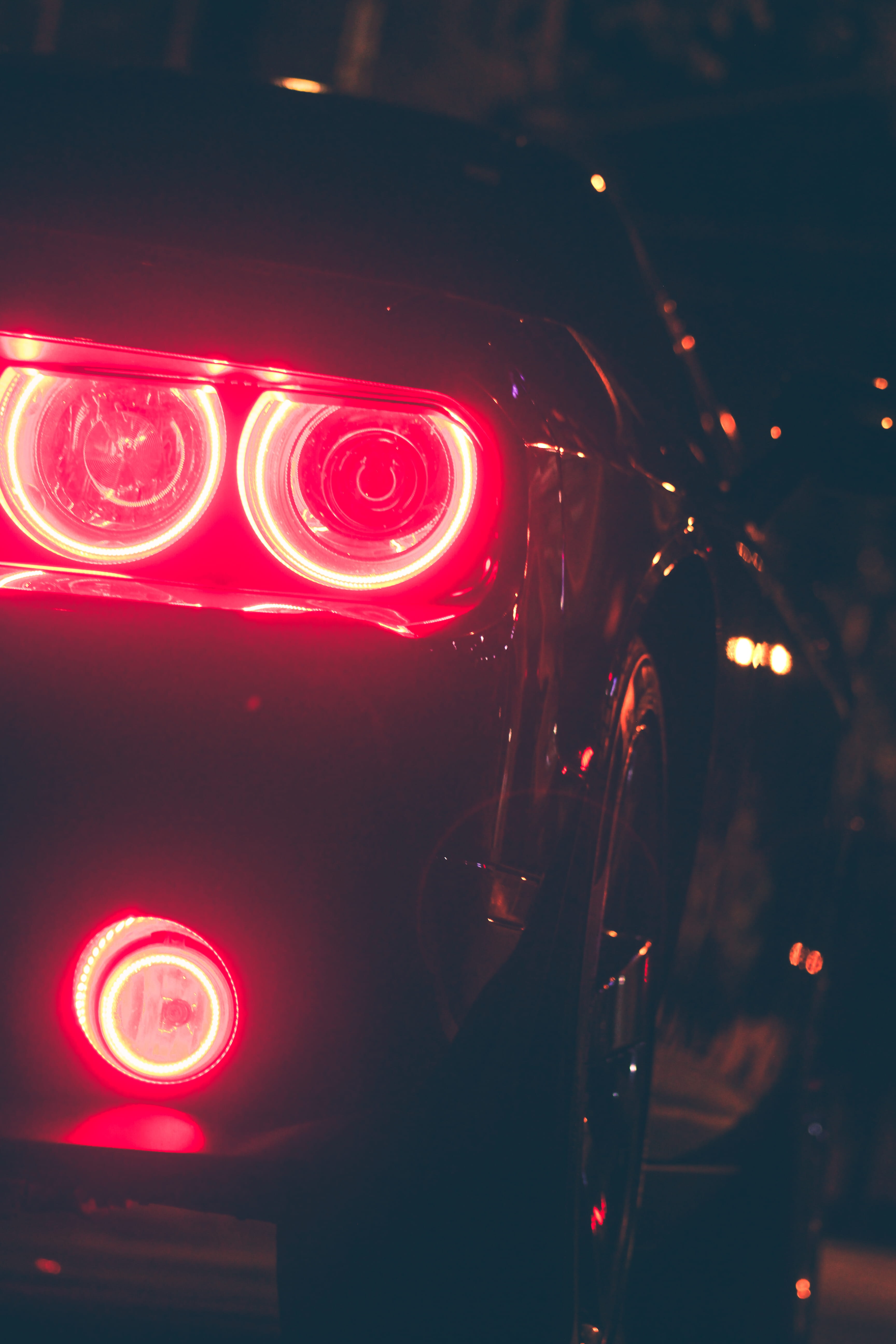 car, no people, automobile, focus on foreground, glowing, text, angel eyes, dodge, nightlife, arts culture and entertainment, 5K, custom, light - natural phenomenon, Phone HD Wallpaper