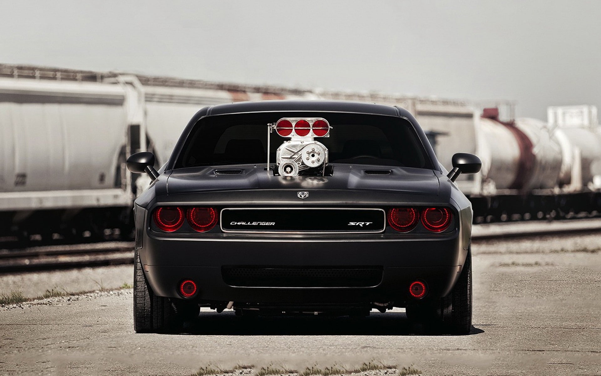 front view, no people, Dodge Challenger SRT, motor vehicle, rail transportation, car, day, on the move, city, motion, nature, red, architecture, outdoors, HD Wallpaper