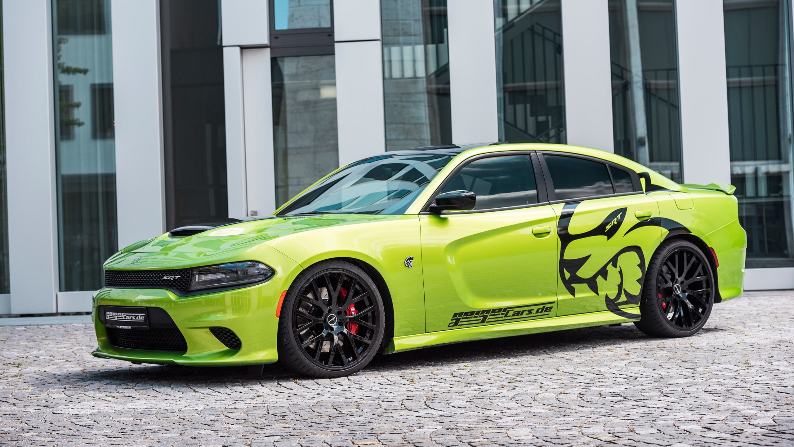 2K, car, Dodge Charger Hellcat, green car, HD Wallpaper