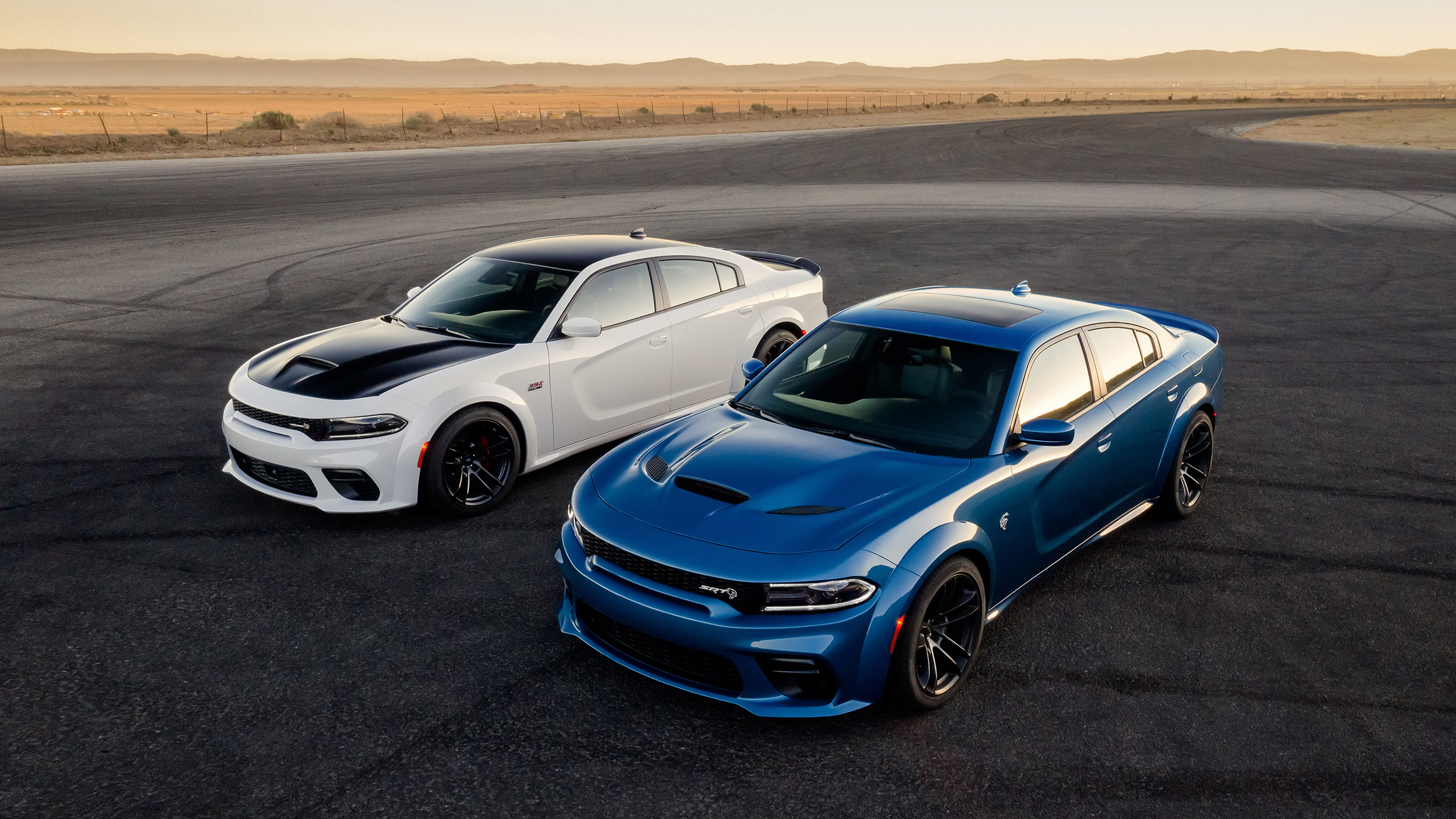 Dodge Charger SRT Hellcat Widebody, White Car, Blue Car, Muscle Car, Dodge, 4K, Car, HD Wallpaper