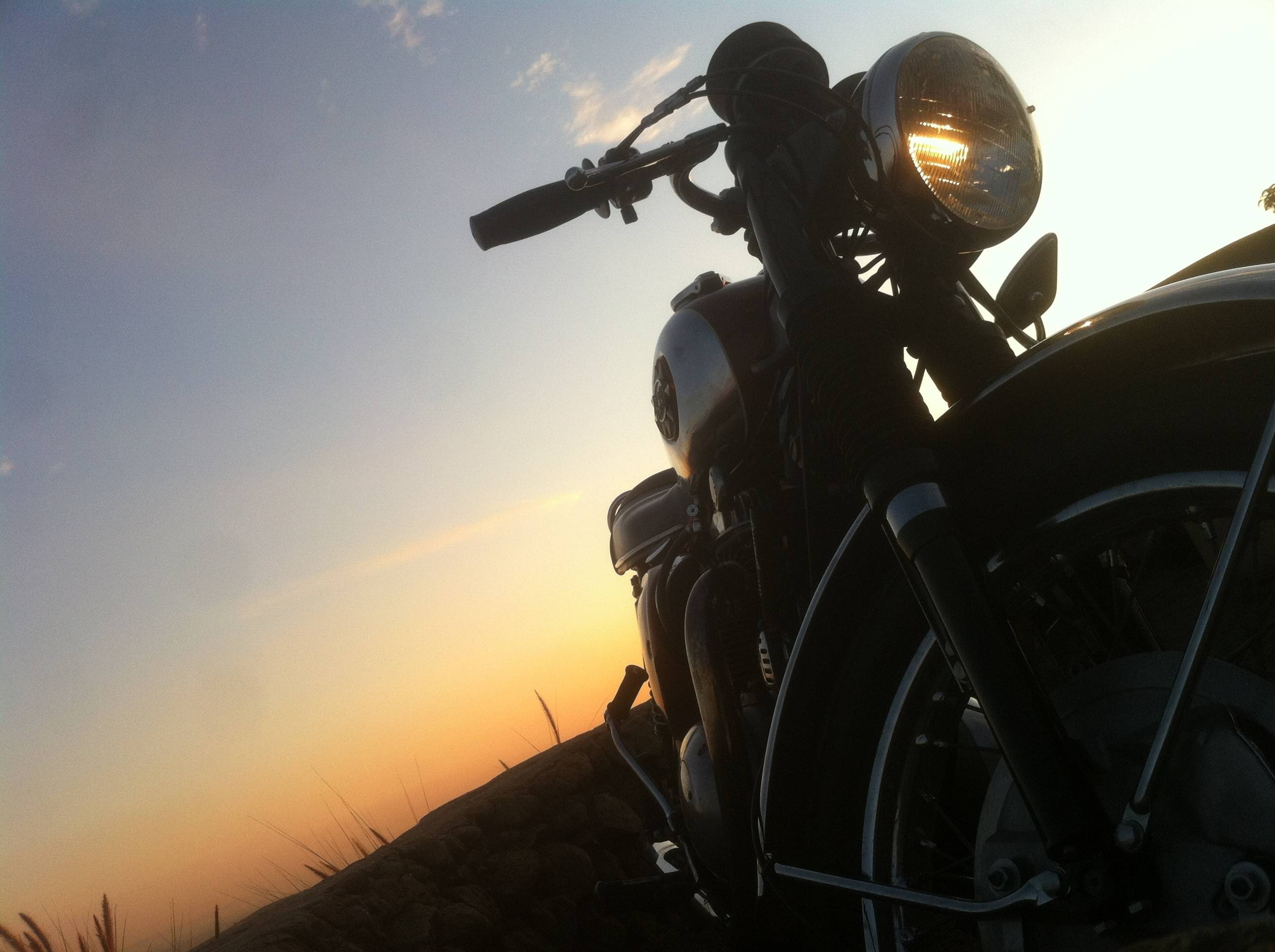 nature, sunlight, land vehicle, bicycle, low angle view, mode of transportation, men, transportation, 1968 BSA lightning, 2K, photography themes, sunset, HD Wallpaper