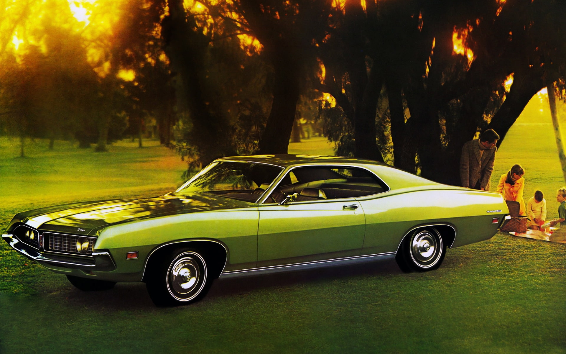 torino, muscle, 1080P, muscle car, green, coupe, ford, ford torino, HD Wallpaper