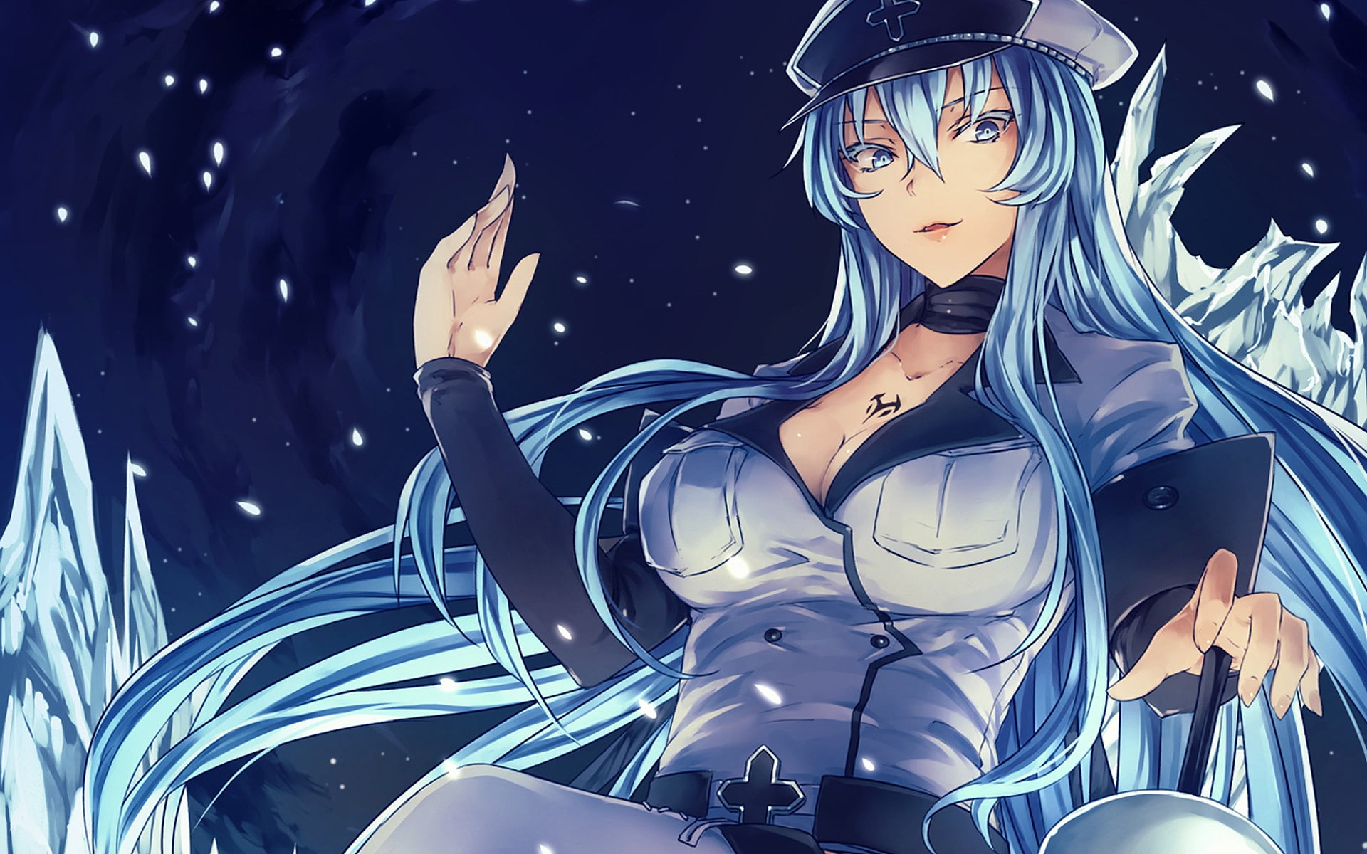statue, Akame Ga Kill!, 1080P, Esdeath, anime, one person, reflection, water, sculpture, representation, human representation, illuminated, art and craft, HD Wallpaper