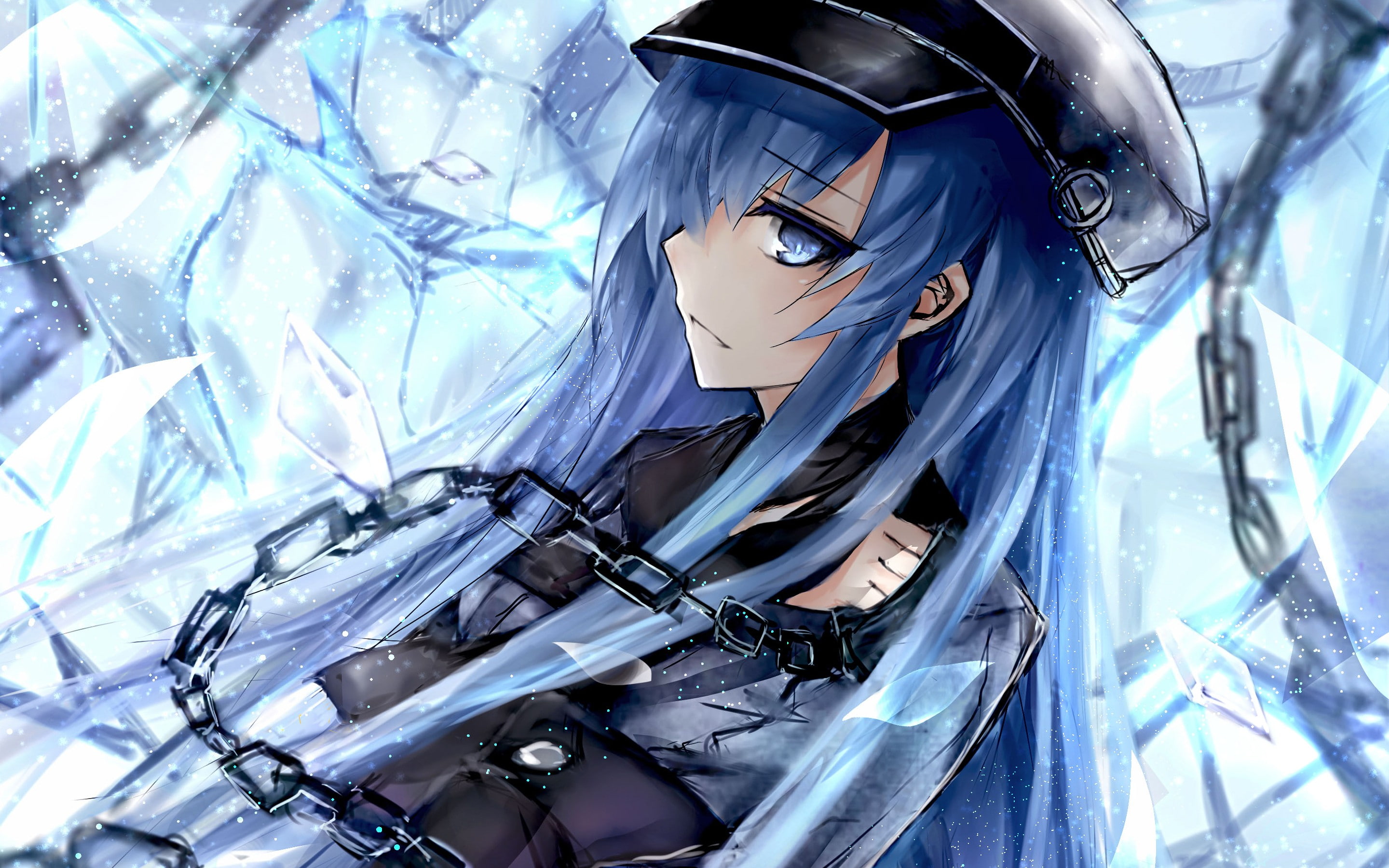 Esdeath, blue hair, 2K, Akame ga Kill!, anime girls, blue eyes, HD Wallpaper