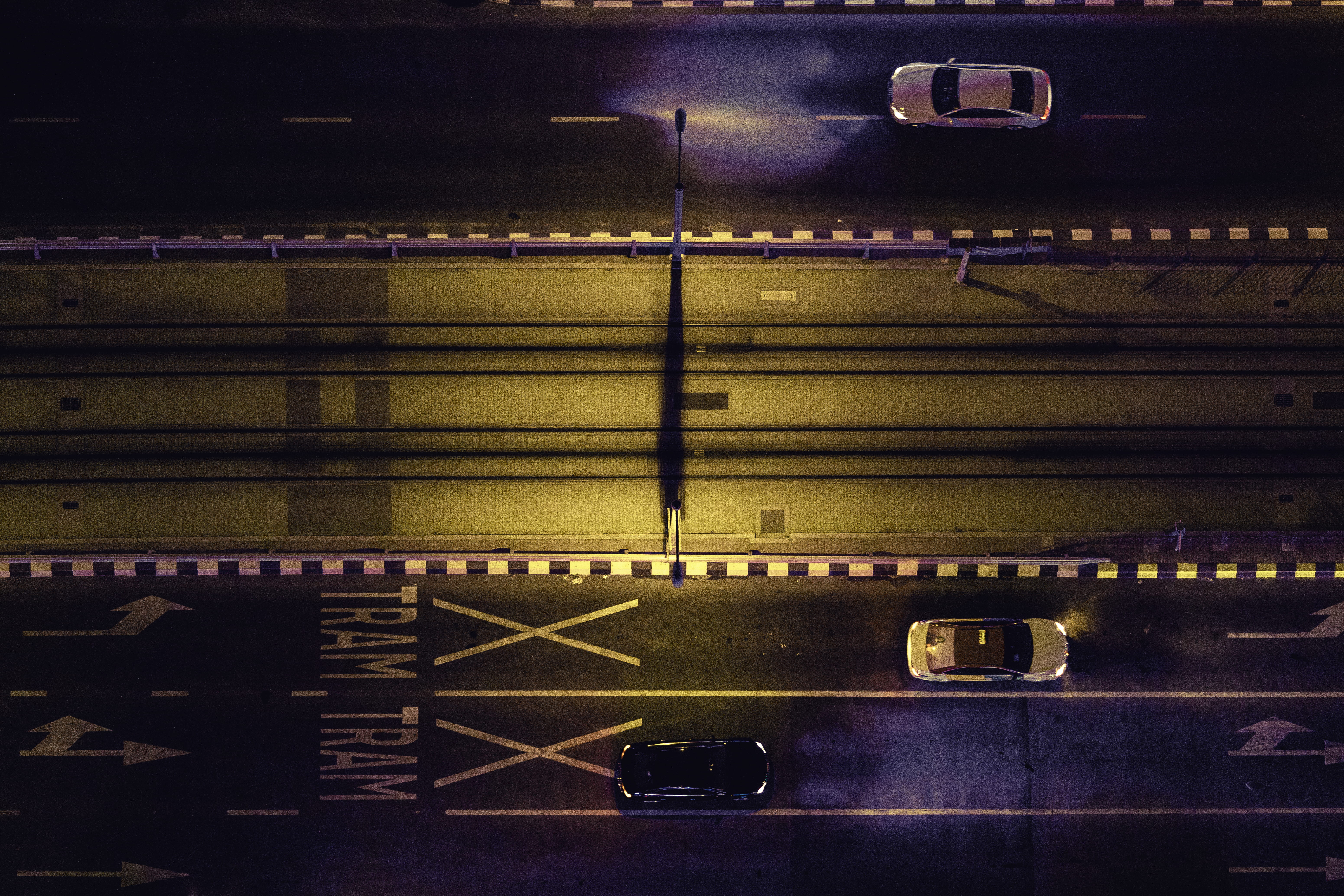 birds eye view, sign, road marking, parking garage, dark, symbol, cars, indoors, marking, aerial, motor vehicle, pattern, land vehicle, architecture, motion, HD Wallpaper
