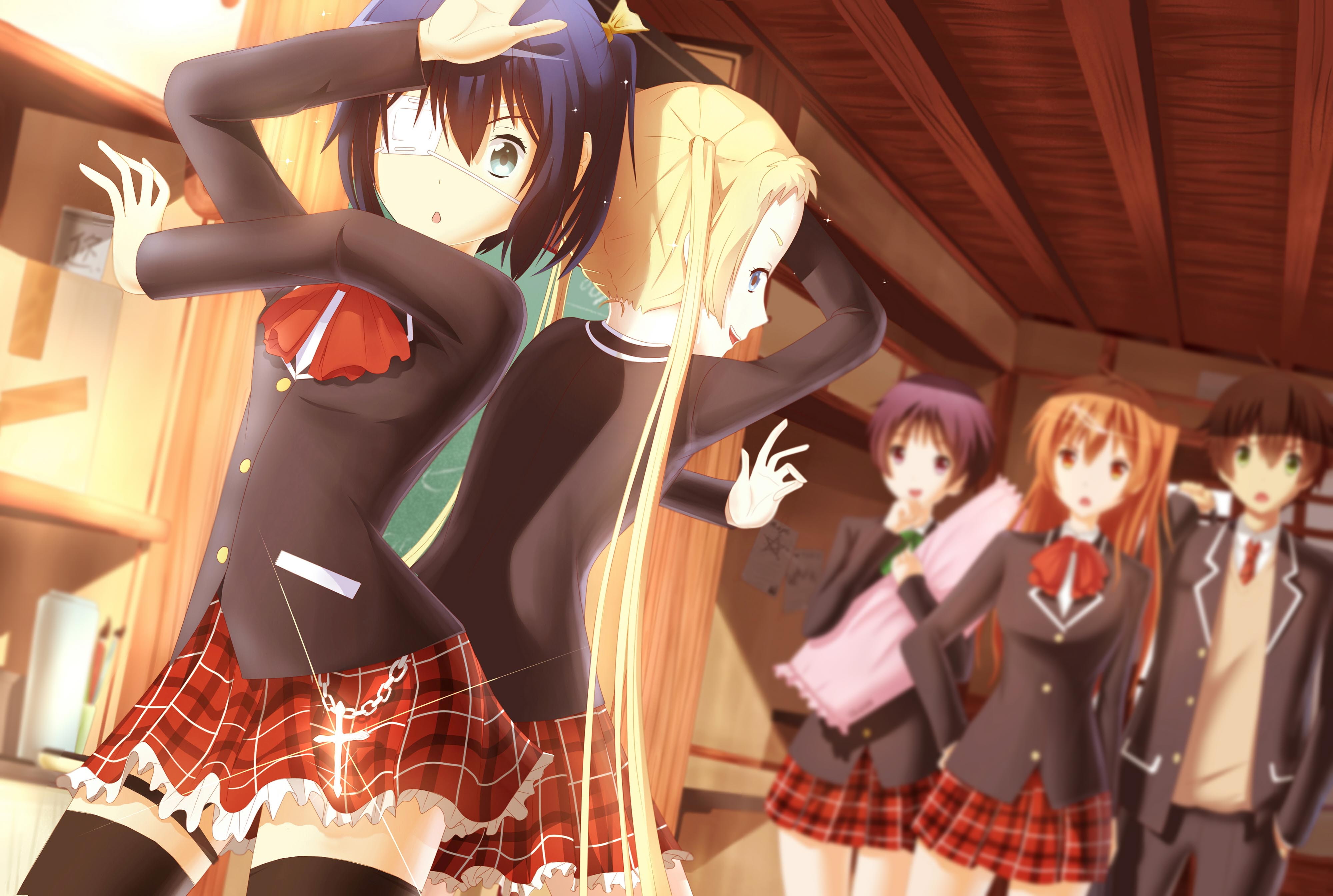 green, eyes, kumin, 4K, short, togashi, koi, tsuyuri, twintails, eyepatch, blonde, demo, riki, cross, blue, yuuta, hair, long, purple, shitai, orange, HD Wallpaper