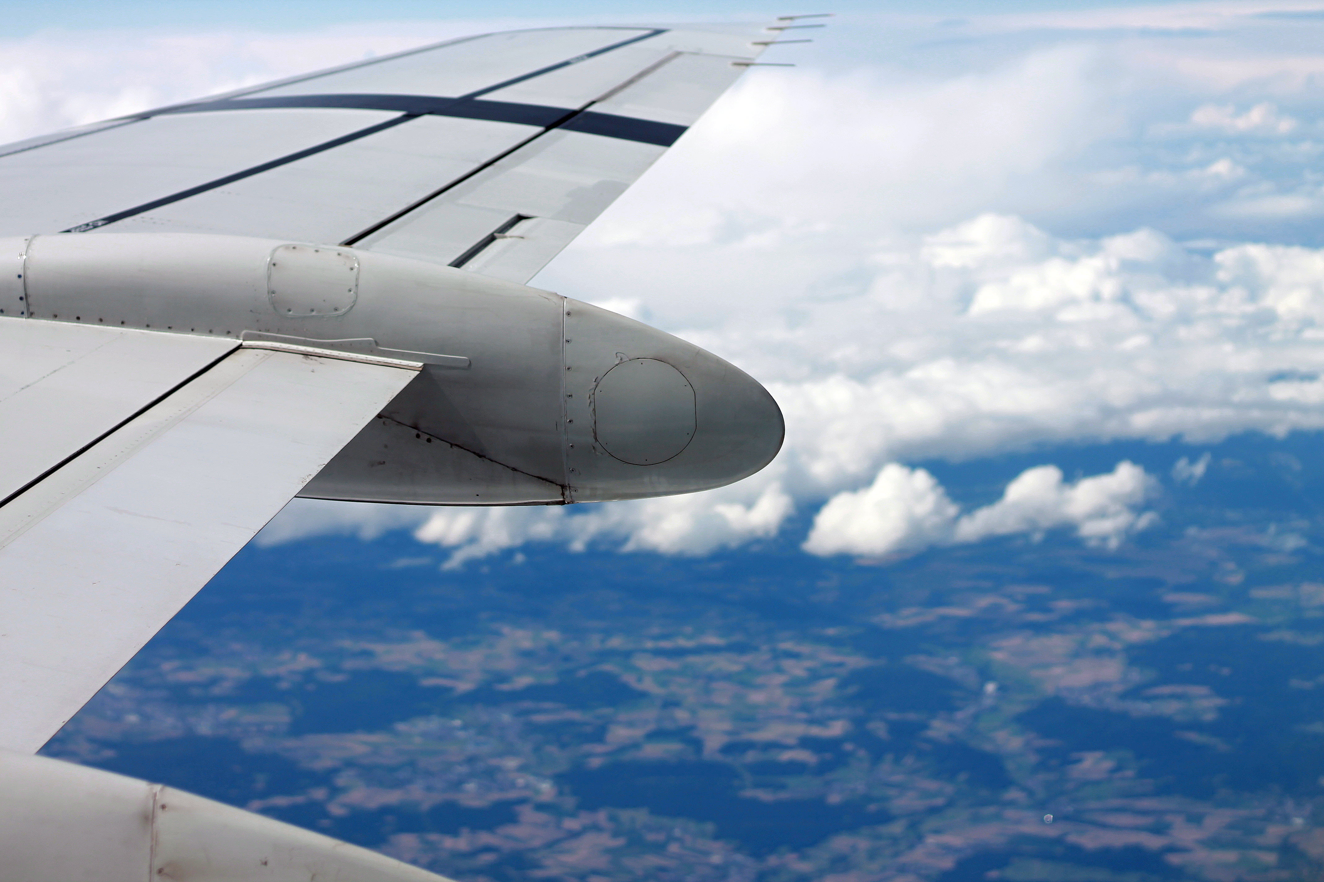flight, plane, environment, wing, blue, technology, cloud - sky, close-up, air vehicle, flying, journey, mode of transportation, cloudscape, airplane, travel, HD Wallpaper