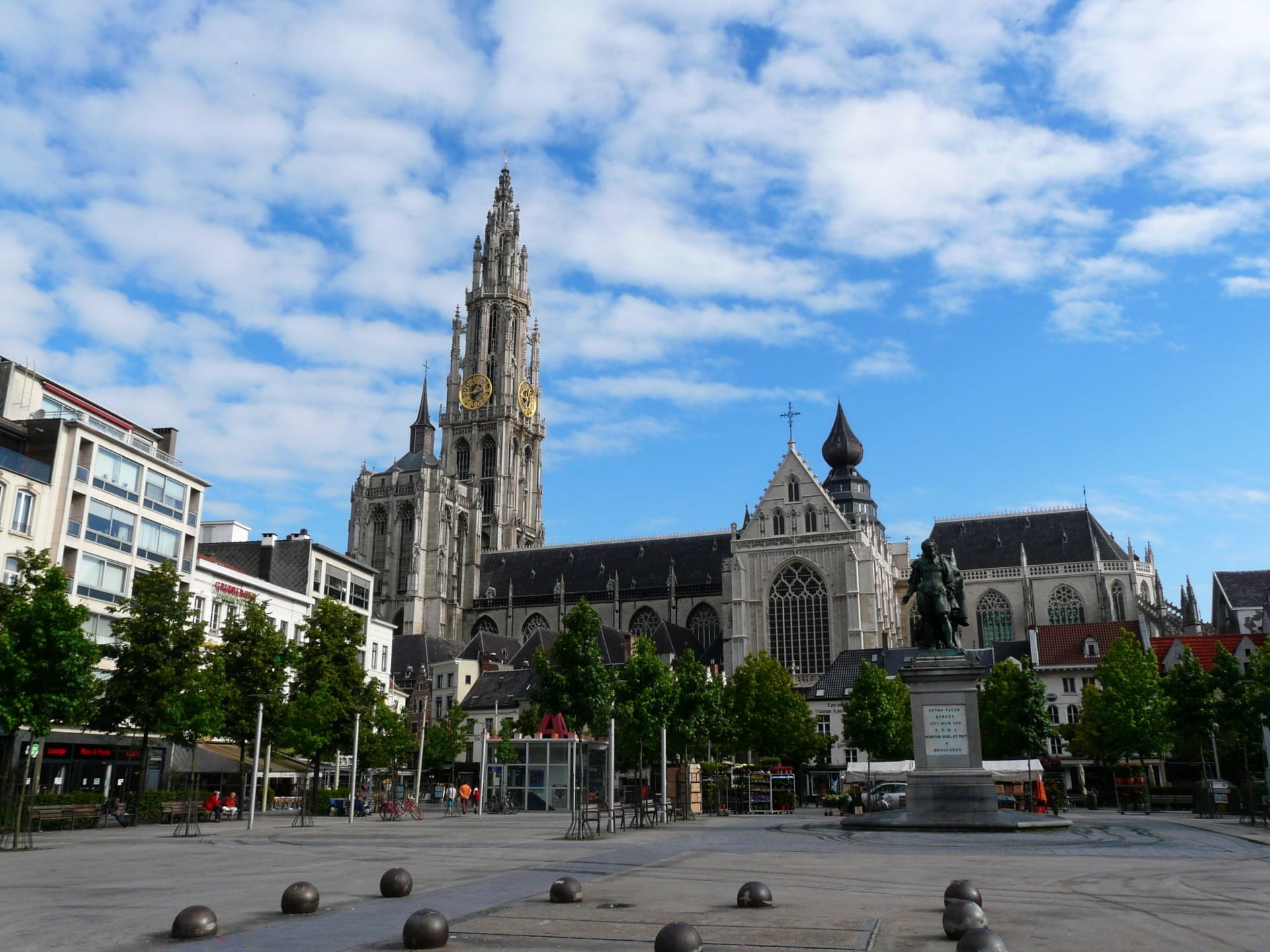 photos, building, outdoors, clouds, day, built Structure, old, incidental people, square, history, gothic Style, town, place of worship, Old City, Belgium, HD Wallpaper