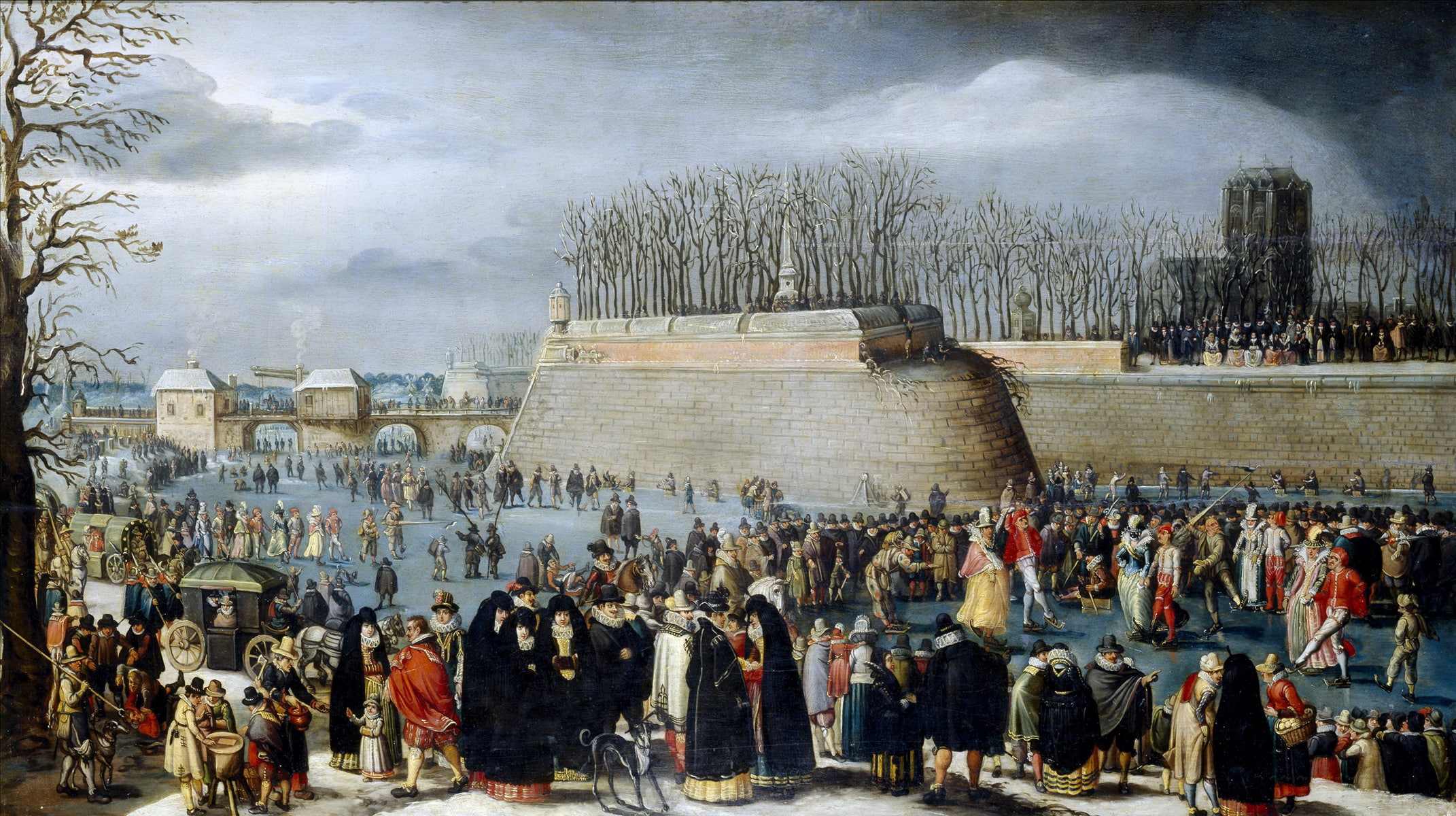 picture, winter, Ice Carnival in Antwerp, landscape, people, 1080P, Denis Van Alsloot, HD Wallpaper