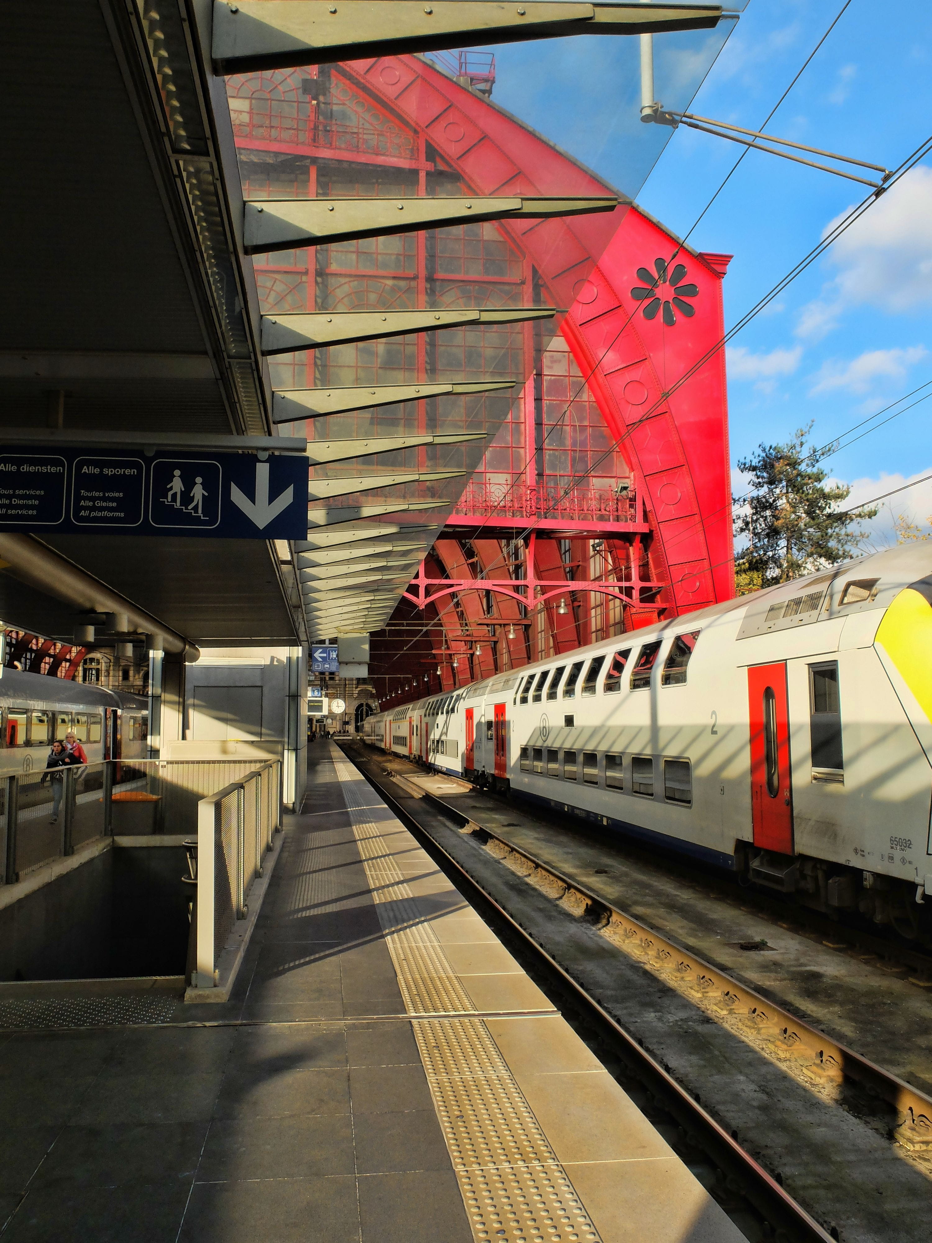 antwerp, railroad station platform, public transportation, sky, no people, architecture, mode of transportation, belgium, transportation, day, central station, Phone HD Wallpaper