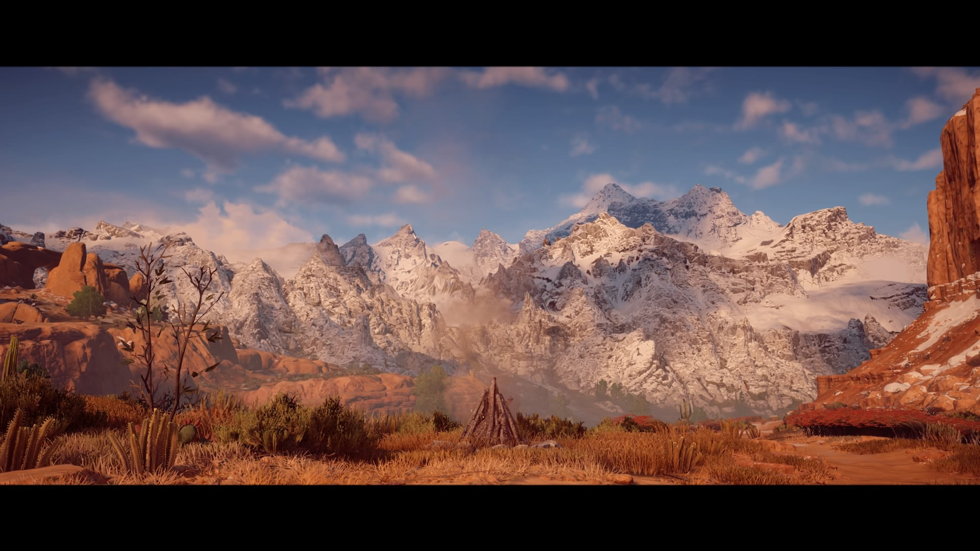 Horizon: Zero Dawn, mountain peak, formation, mountain, tranquil scene, 1080P, no people, idyllic, nature, snowcapped mountain, winter, beauty in nature, HD Wallpaper