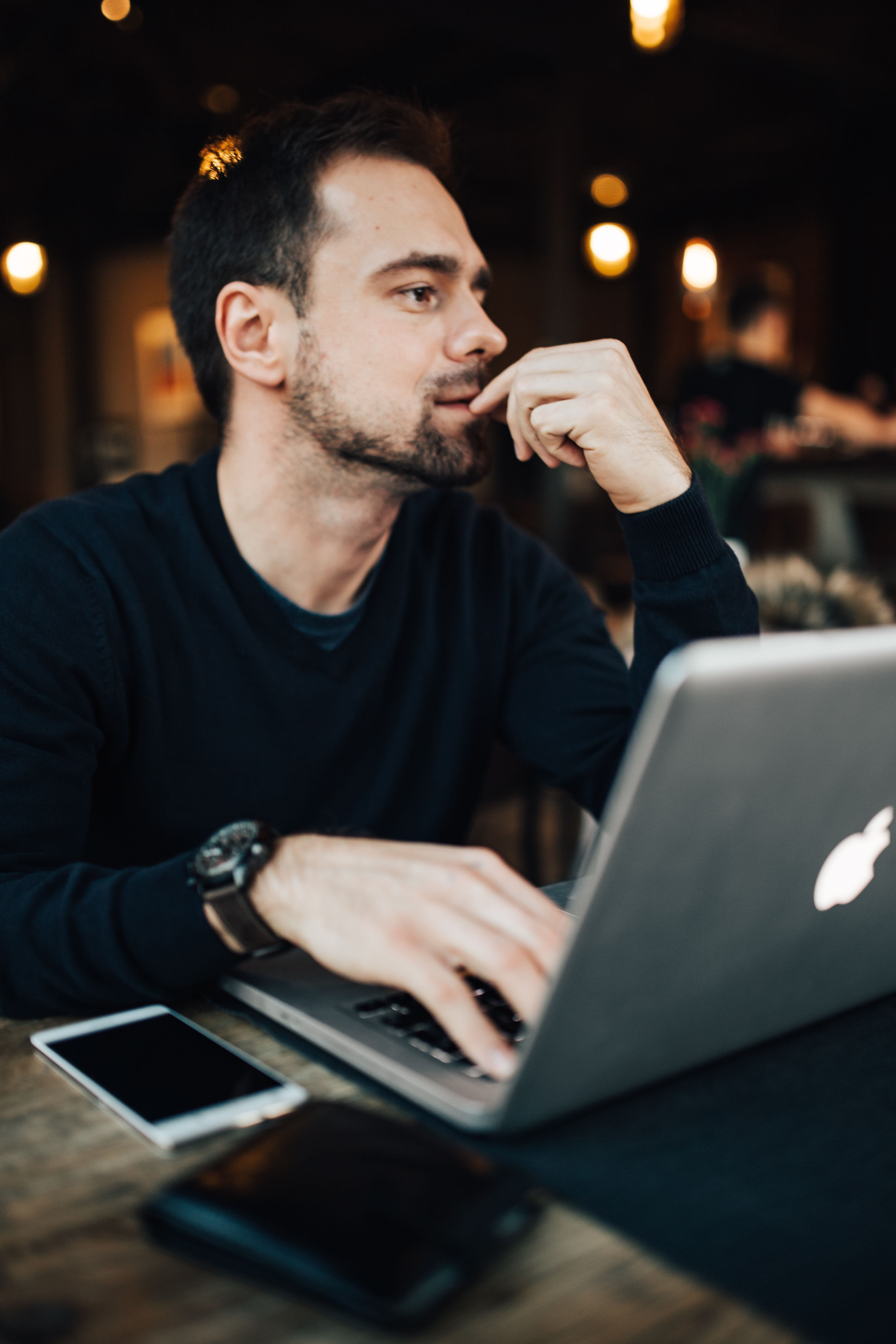 restaurant, men, lifestyles, laptop, sitting, typing, one Man Only, indoor, one Person, waist up, macbook, connection, males, computer, wireless Technology, Phone HD Wallpaper