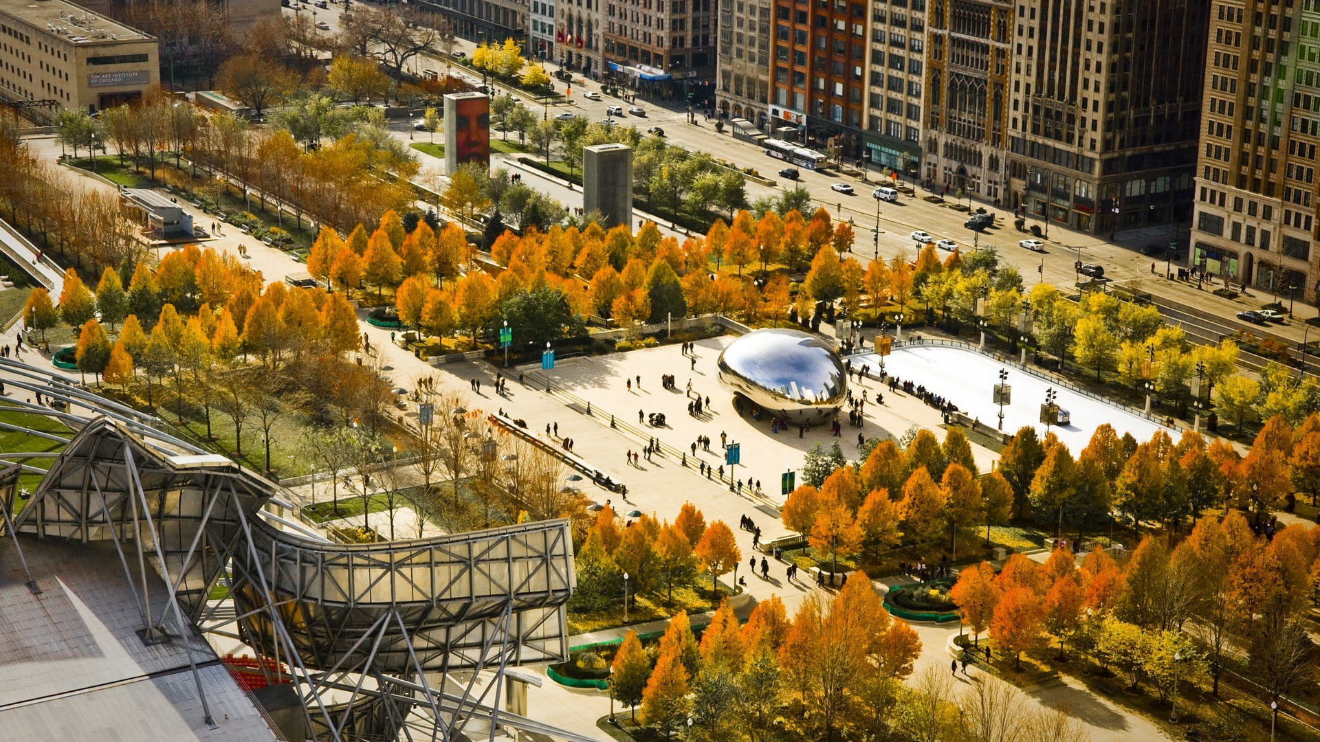table, built structure, water, wooden, outdoors, city, car, mode of transportation, brown, transportation, motor vehicle, high angle view, 1080P, cityscape, HD Wallpaper