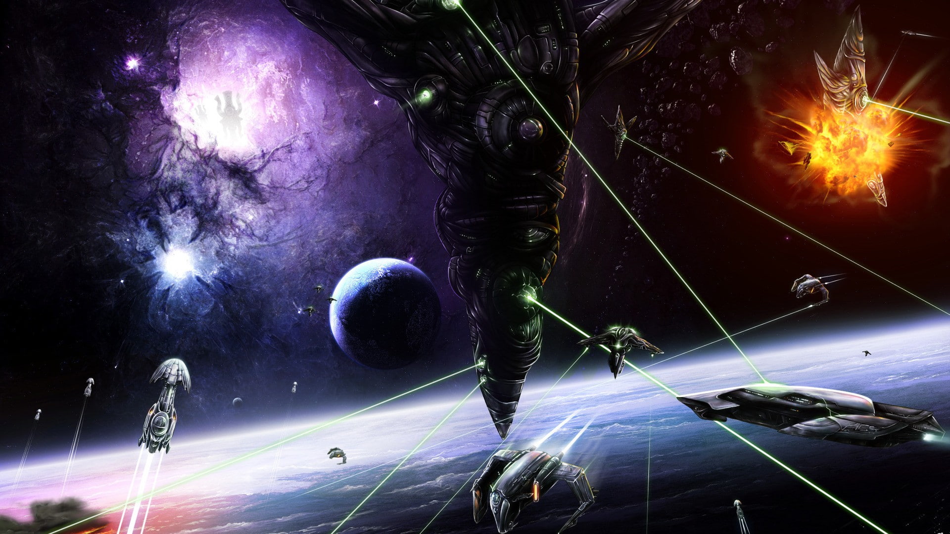 battles, space, station, outer, 1080P, HD Wallpaper