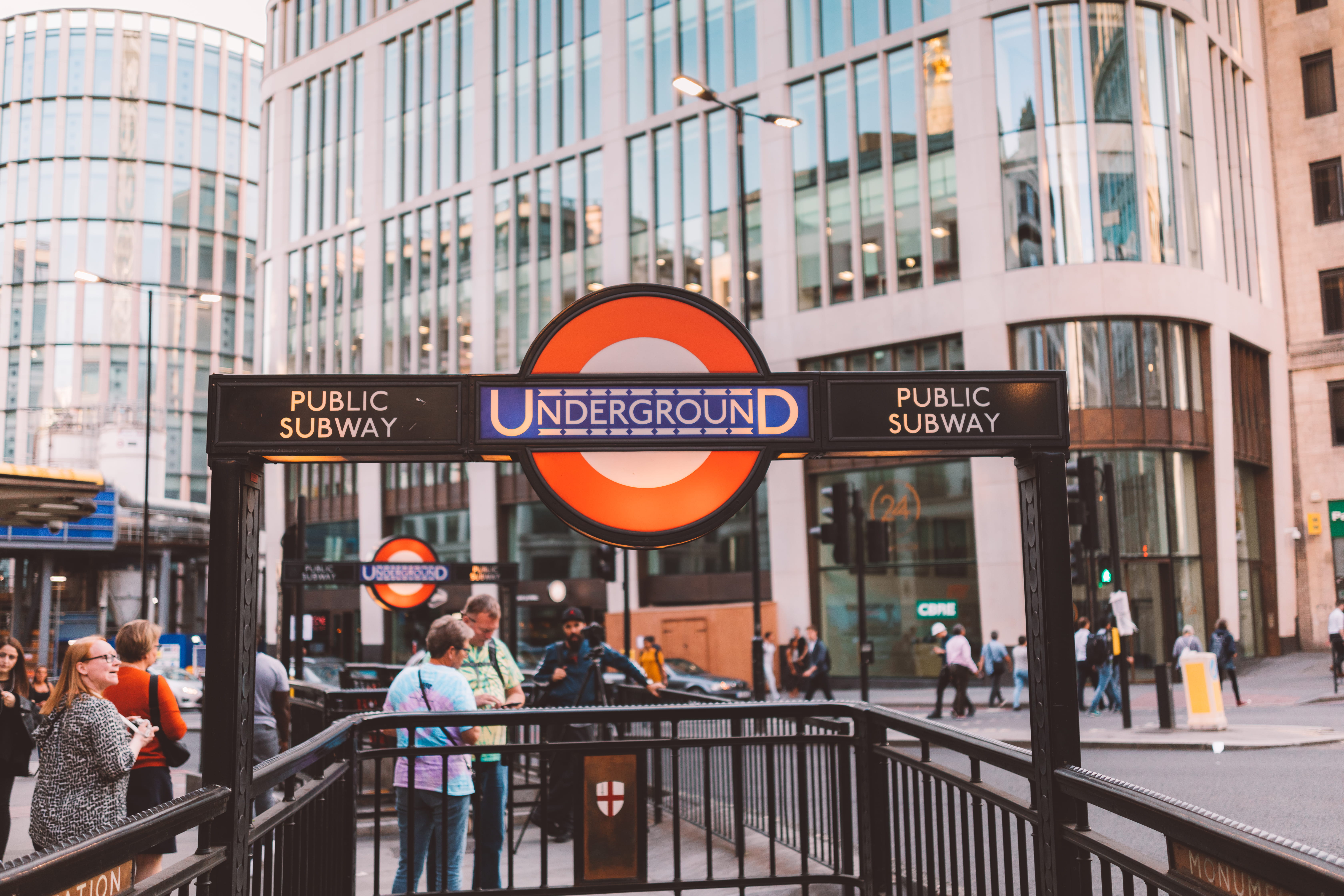 railing, day, group of people, london subway, city, incidental people, london undergroud train, london underground, road sign, men, city life, sign, underground, HD Wallpaper