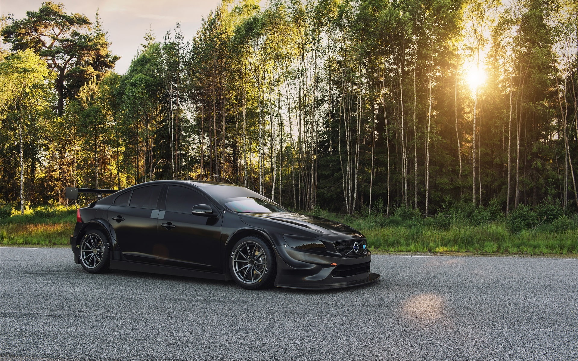 Forest, polestar, 1080P, Volvo, Car, s, Sun, 2016, Black, HD Wallpaper
