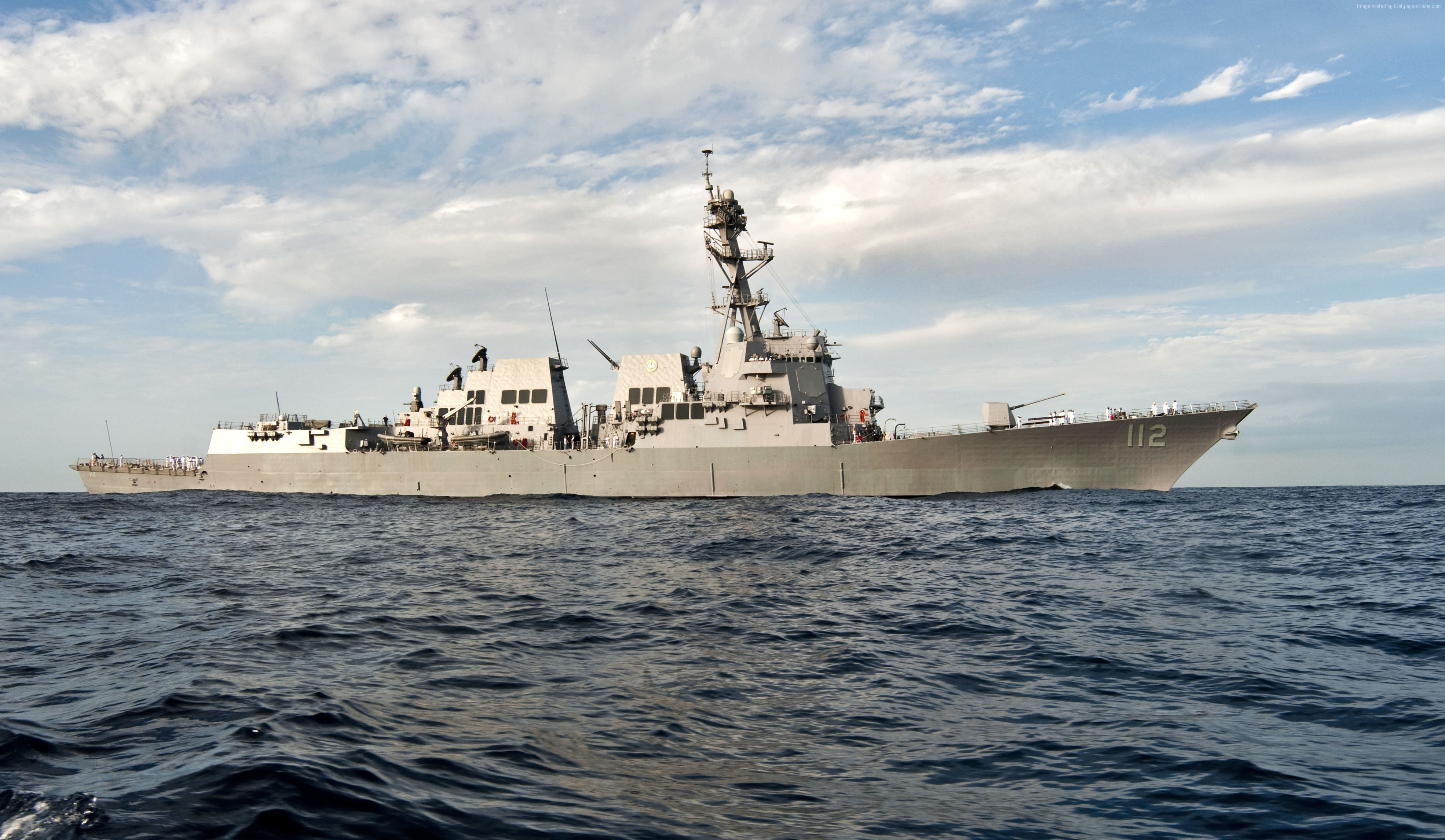 lead ship, 4K, USS Arleigh Burke, DDG-51, U.S. Navy, warship, destroyer, sea, Arleigh Burke-class, HD Wallpaper