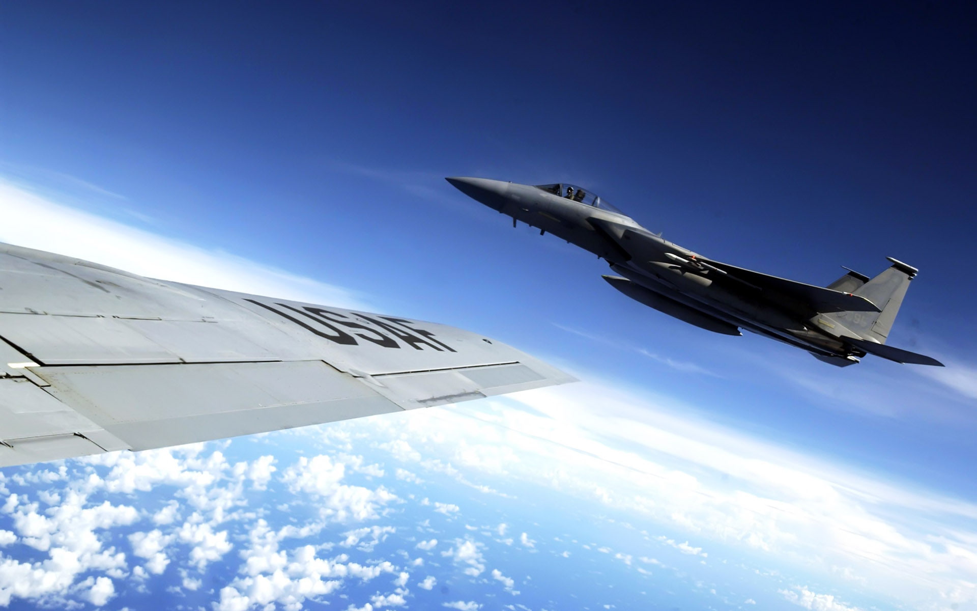 alongside, eagle, stratotanker, 1080P, flies, kc, f, HD Wallpaper